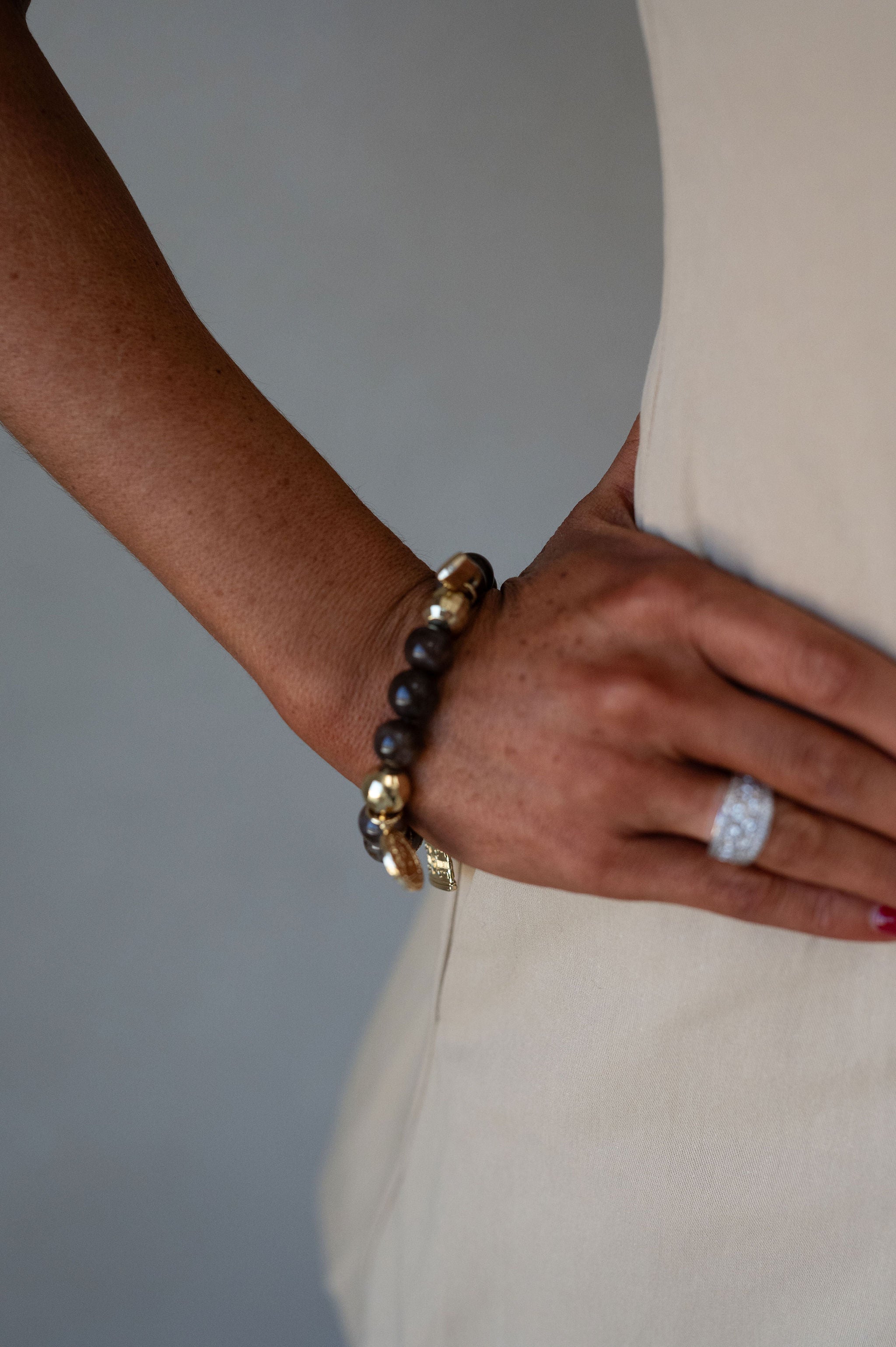 Fall Beaded Bracelet- Brown Marble