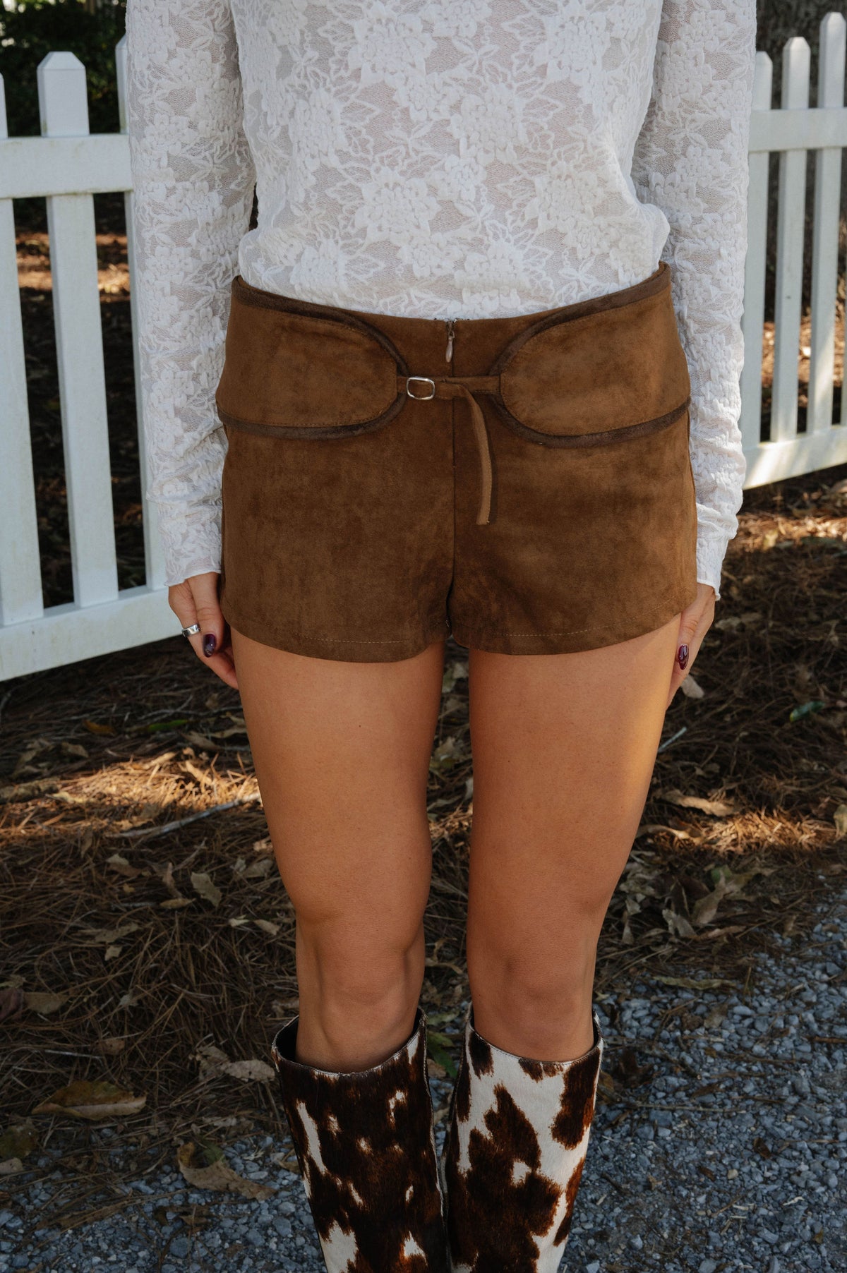 Faux Suede Micro Shorts-Tan