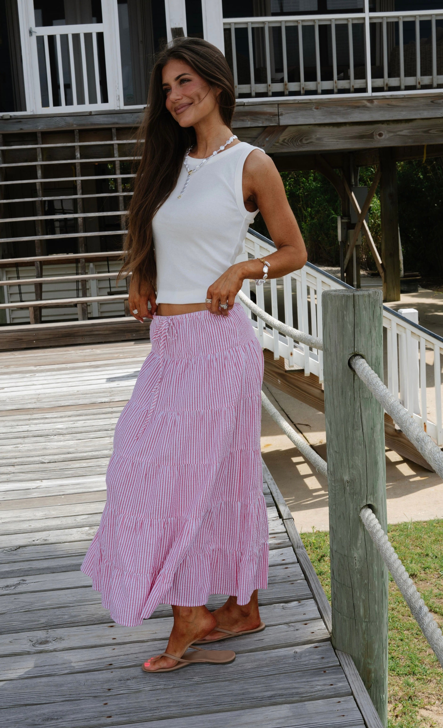 Benny Maxi Skirt-Red/White