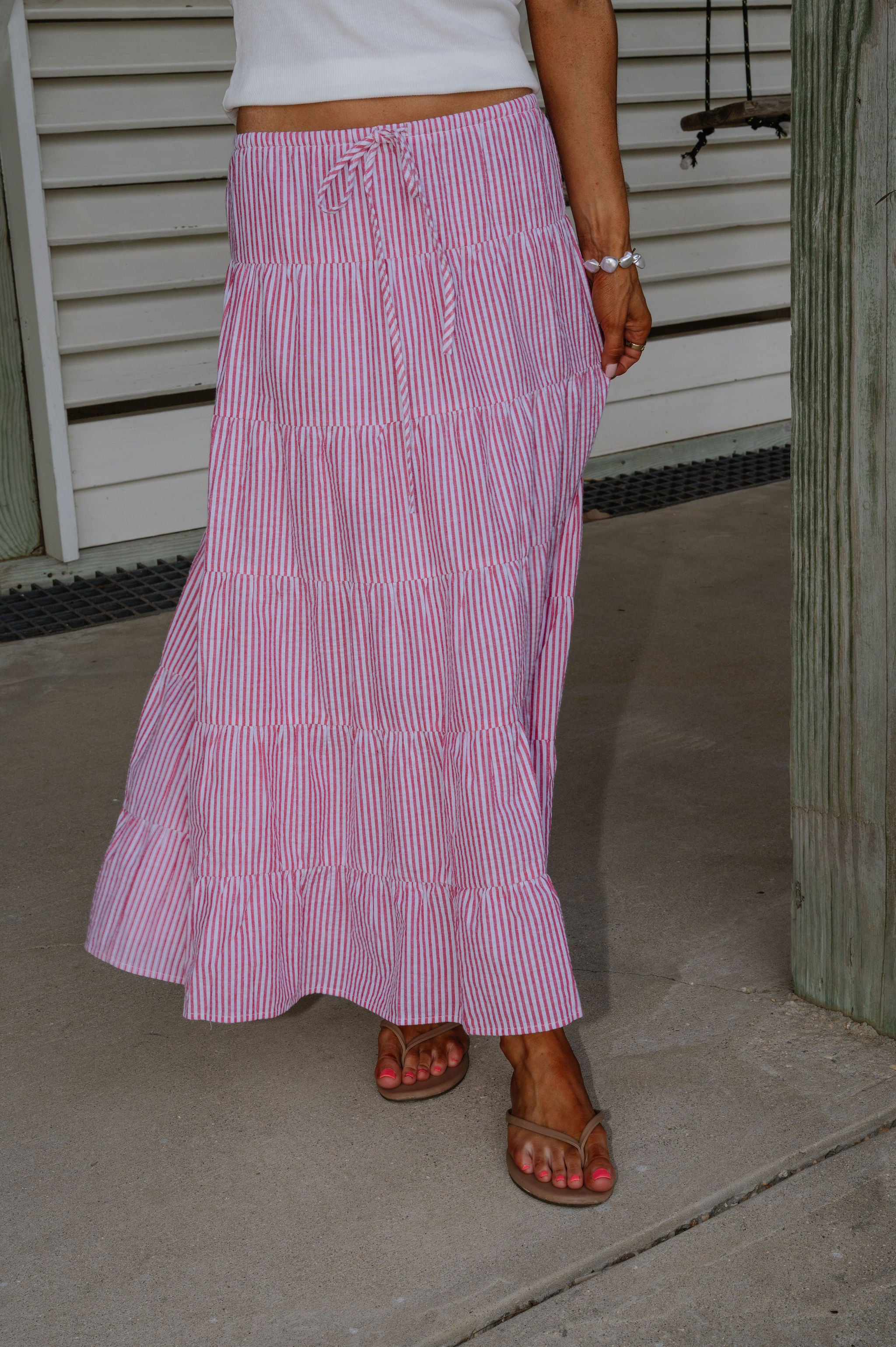 Benny Maxi Skirt-Red/White