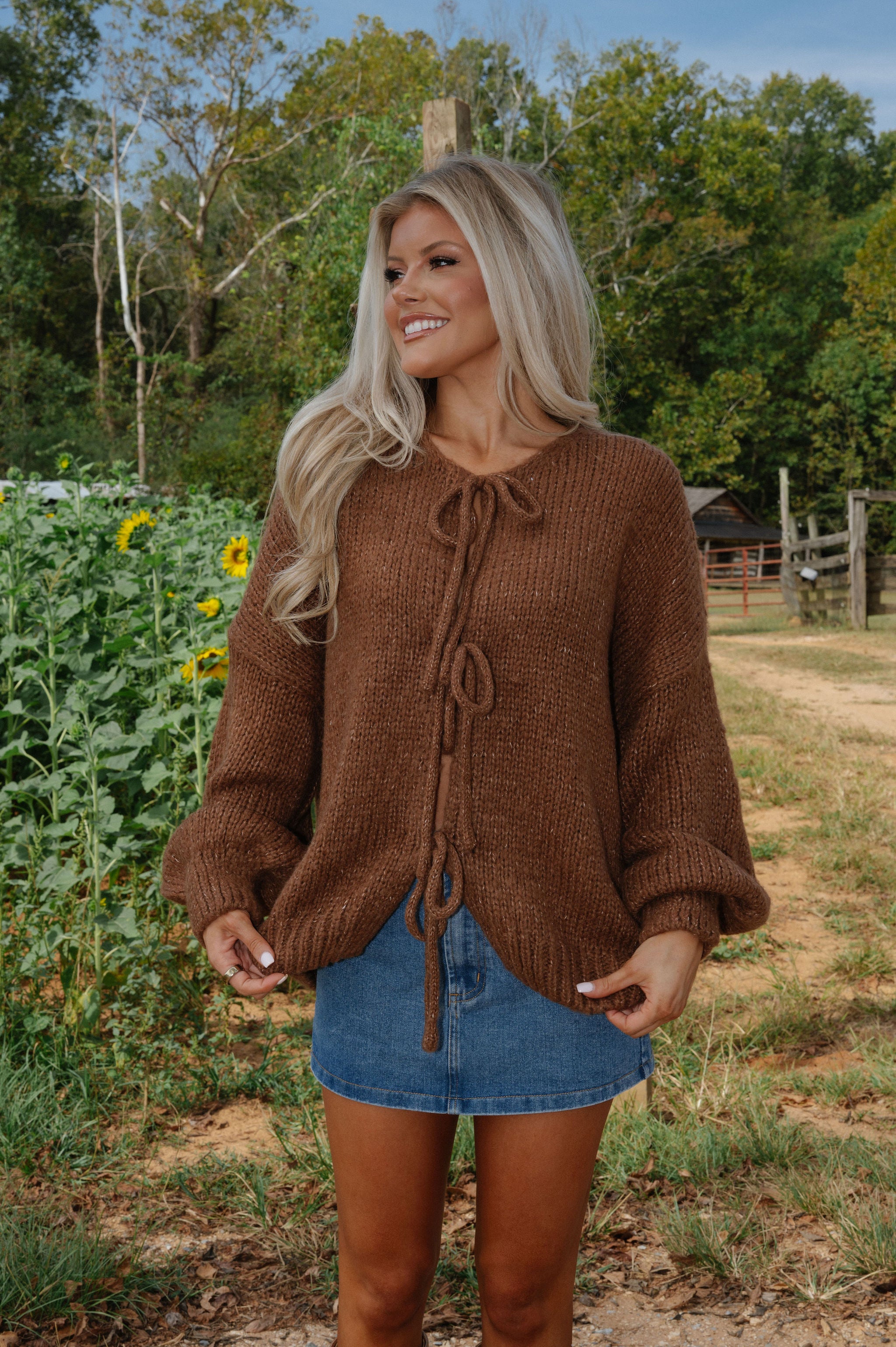 Huntley Tie Cardigan-Brown