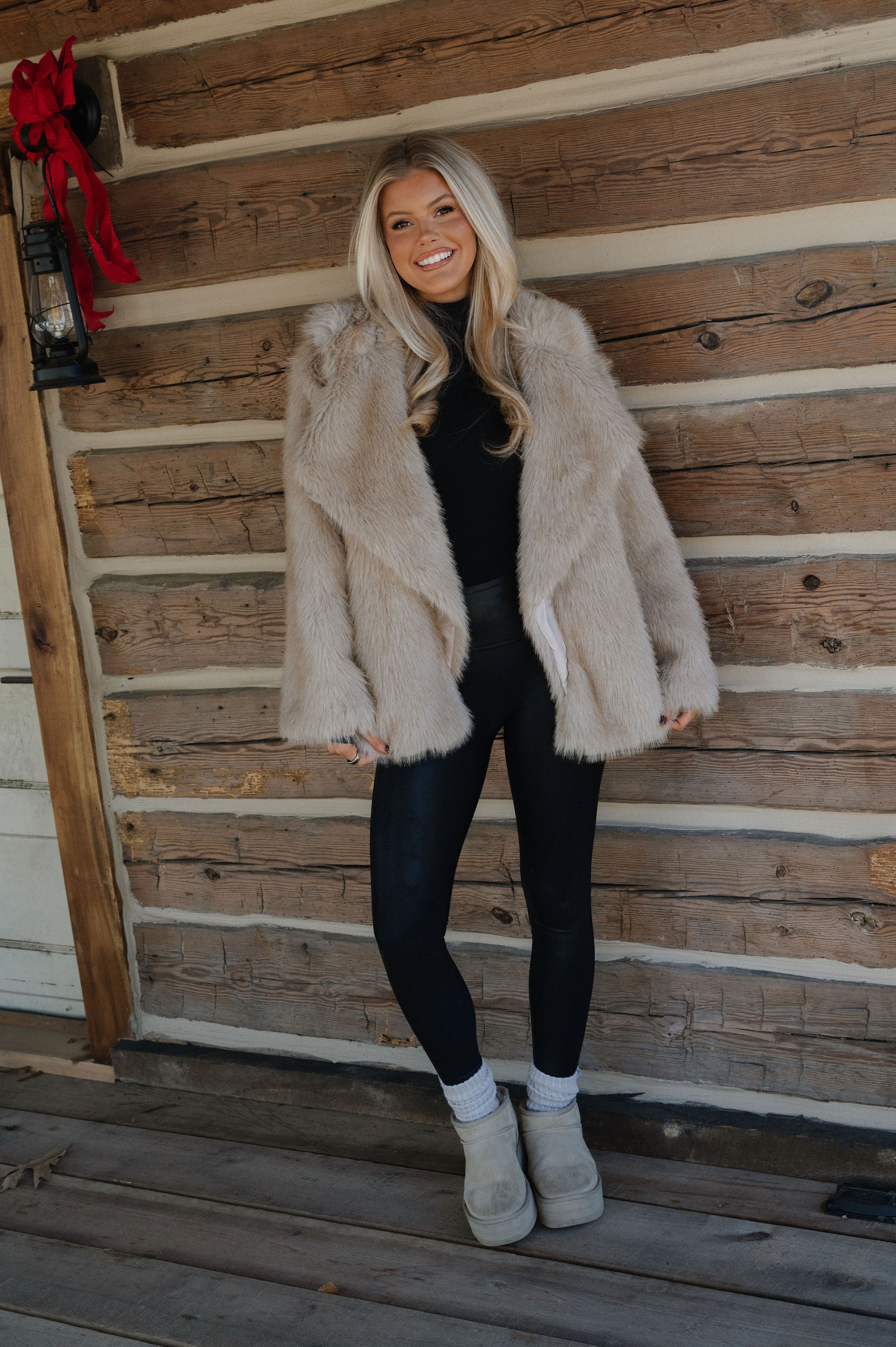 Juliana Faux Fur Coat-Oatmeal
