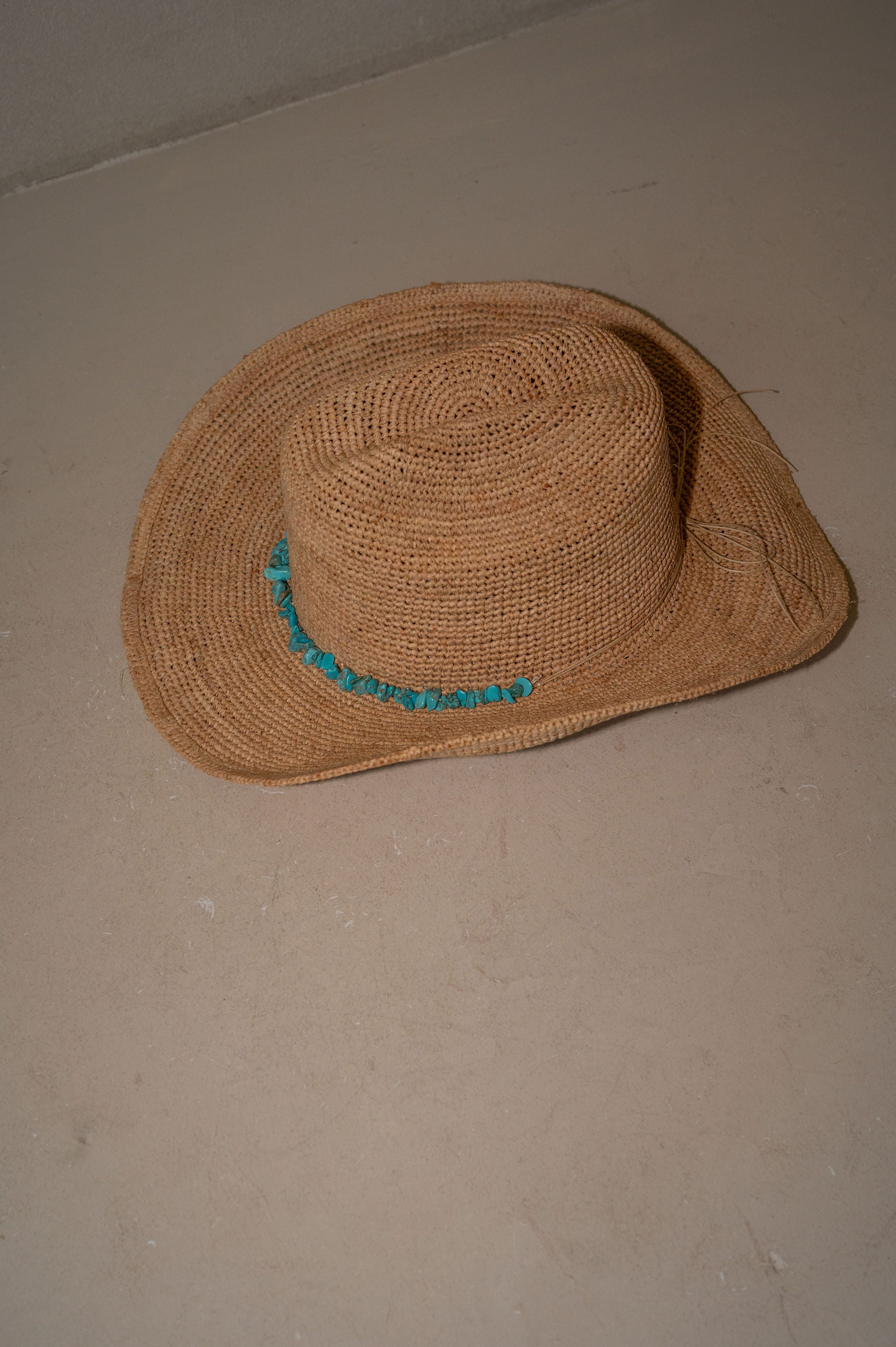 Raffia Turquoise Band Cowboy Hat