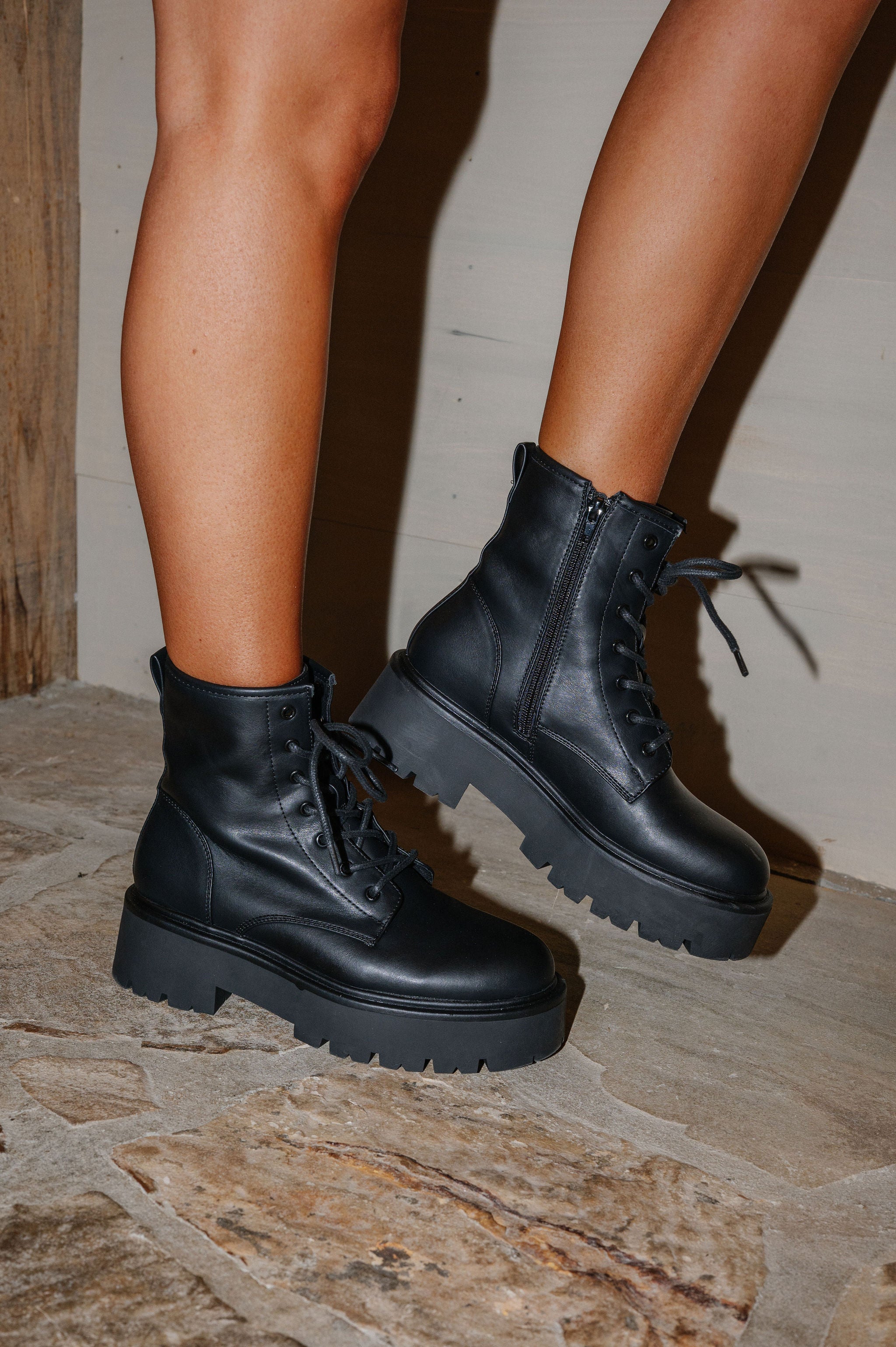 Channt Lace Up Boot-Black
