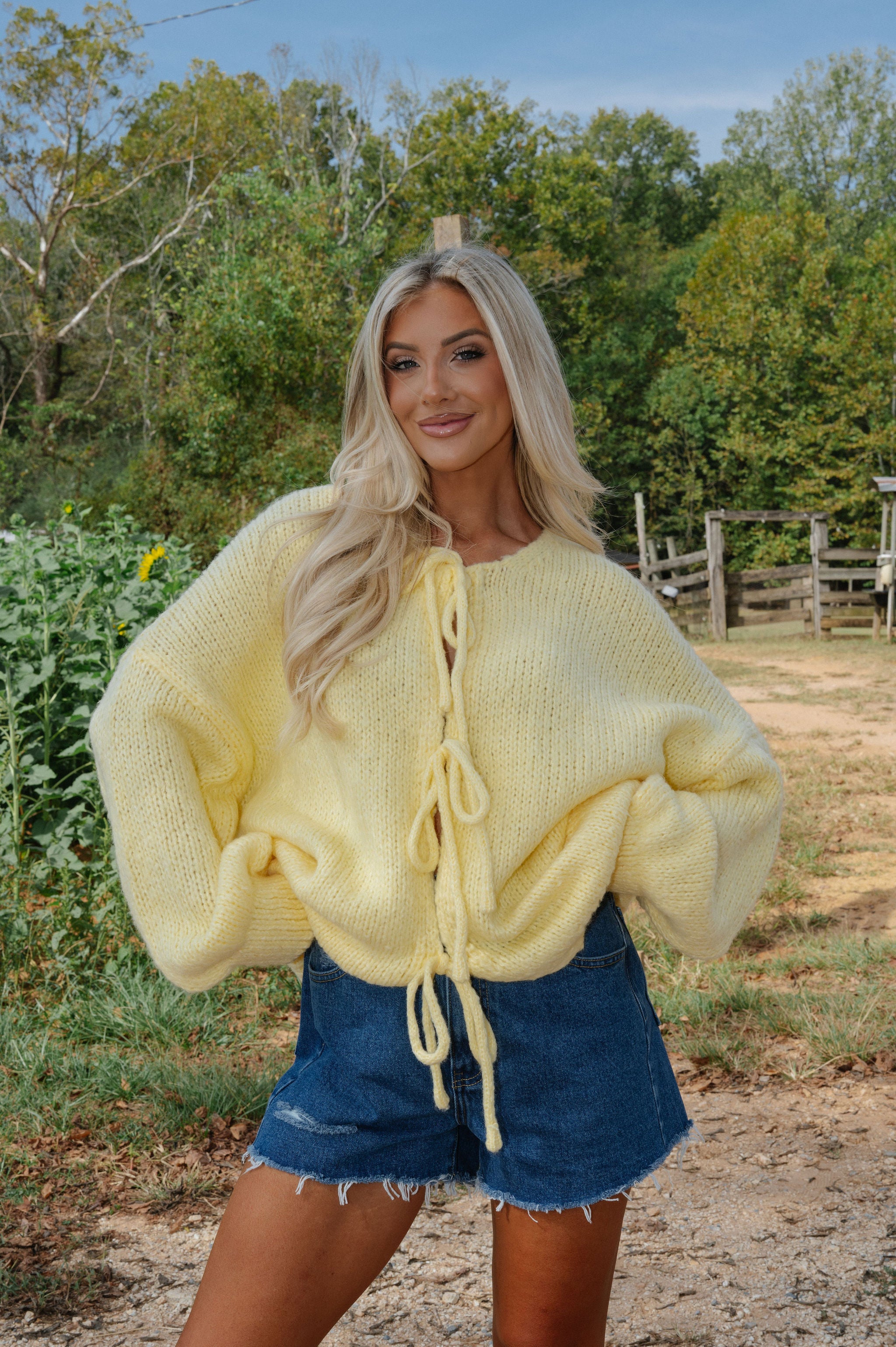 Huntley Tie Cardigan-Yellow