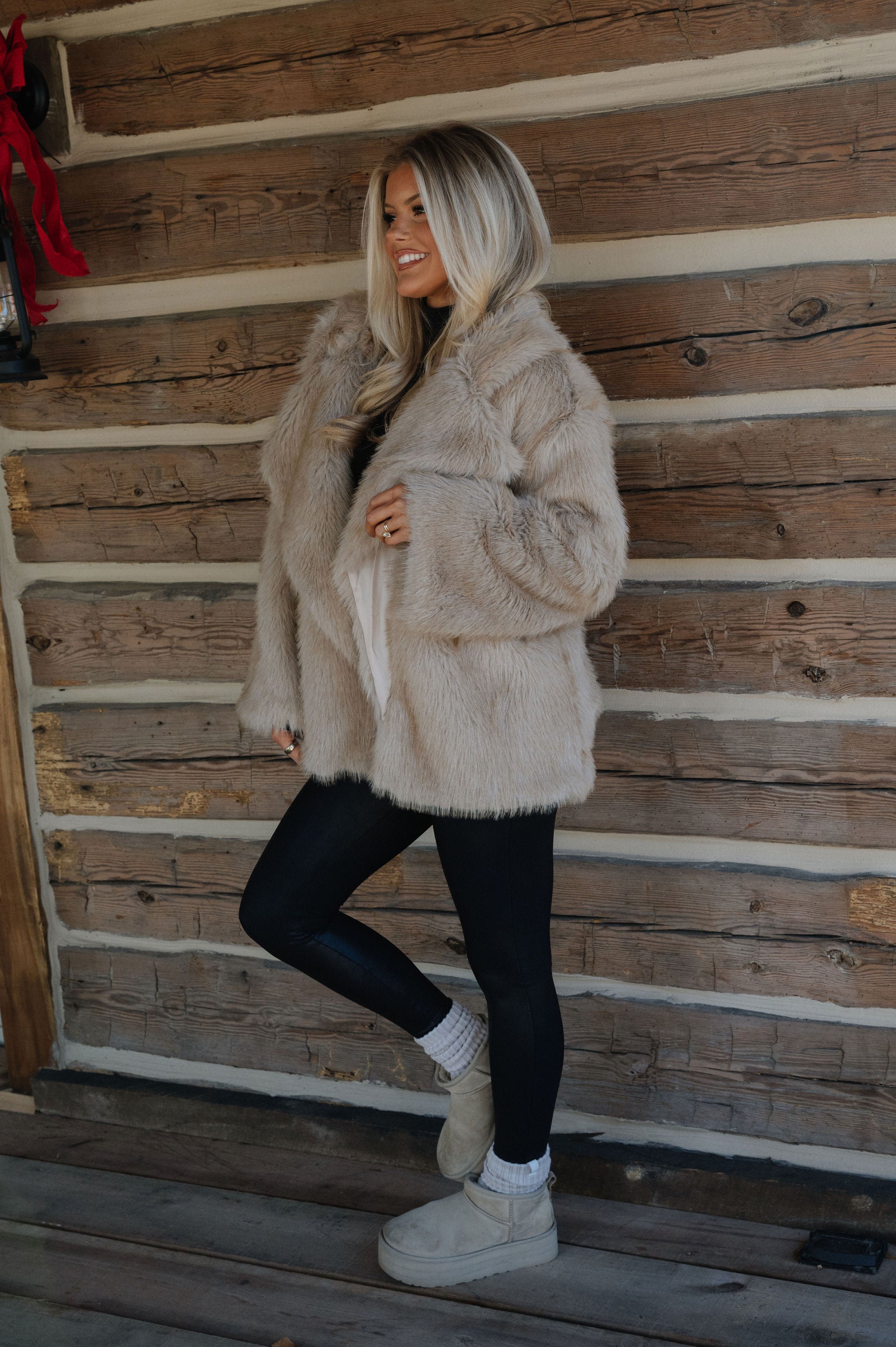 Juliana Faux Fur Coat-Oatmeal