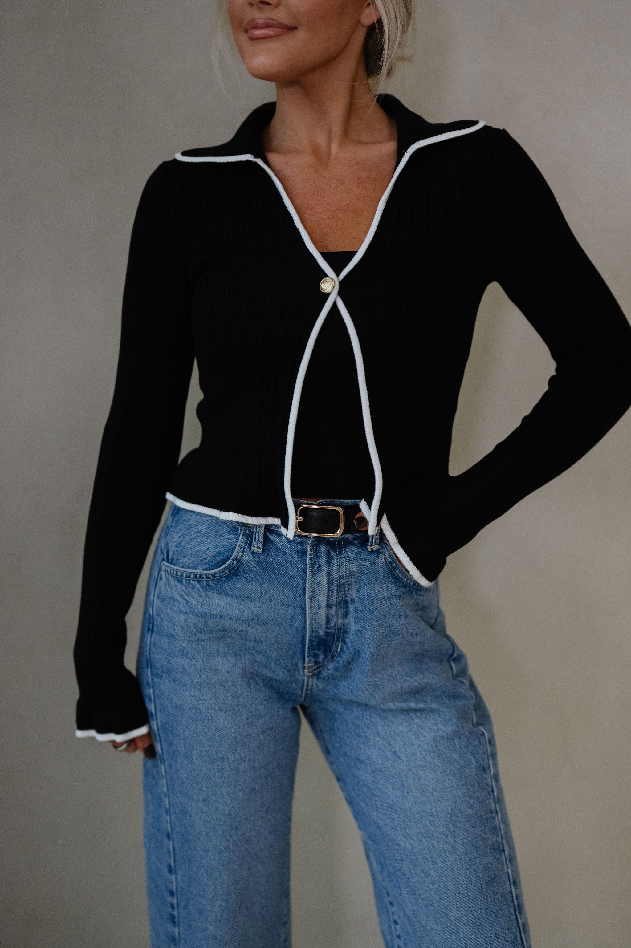 Dean Sweater-Black/White