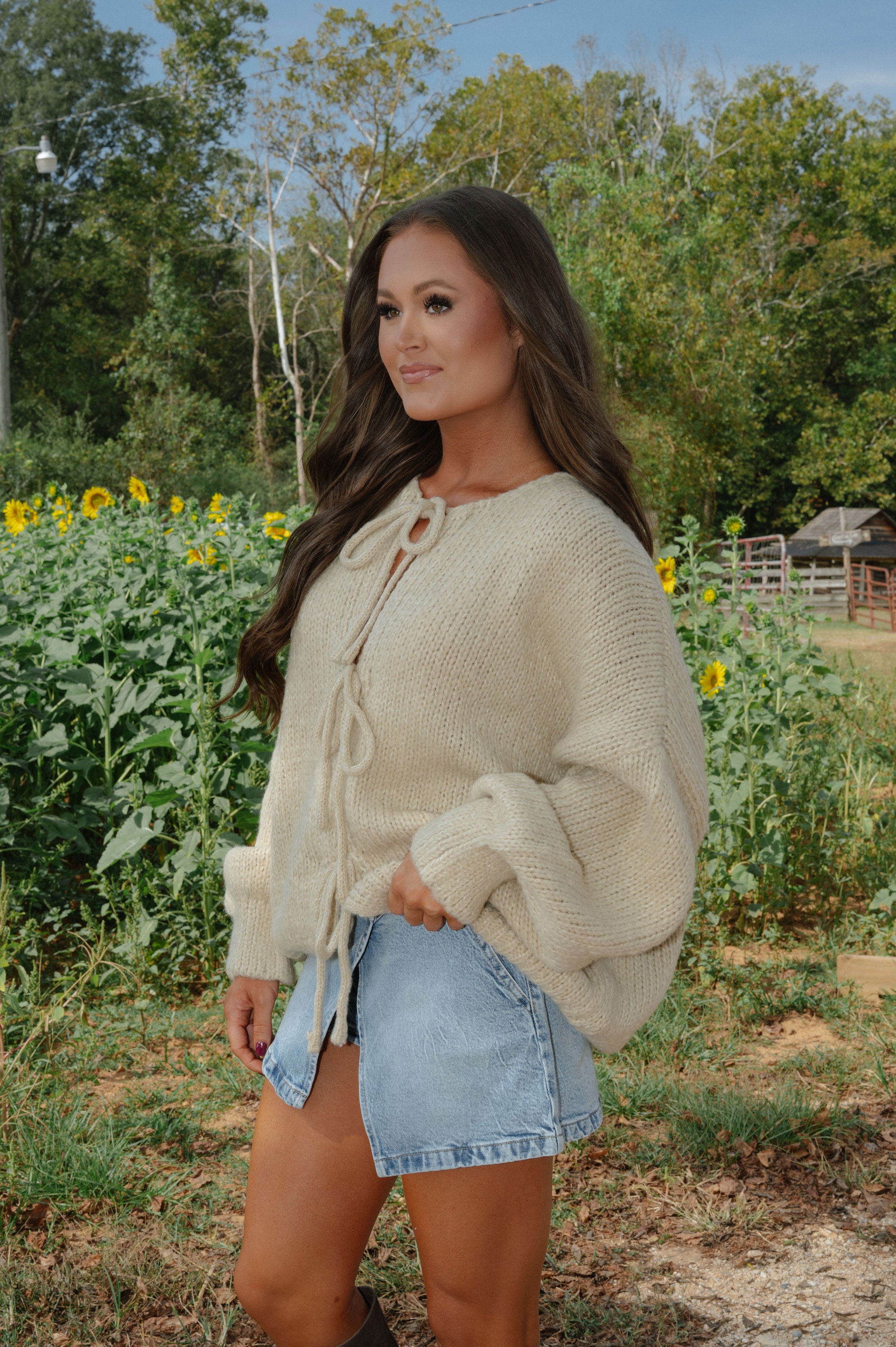 Huntley Tie Cardigan-Light Taupe