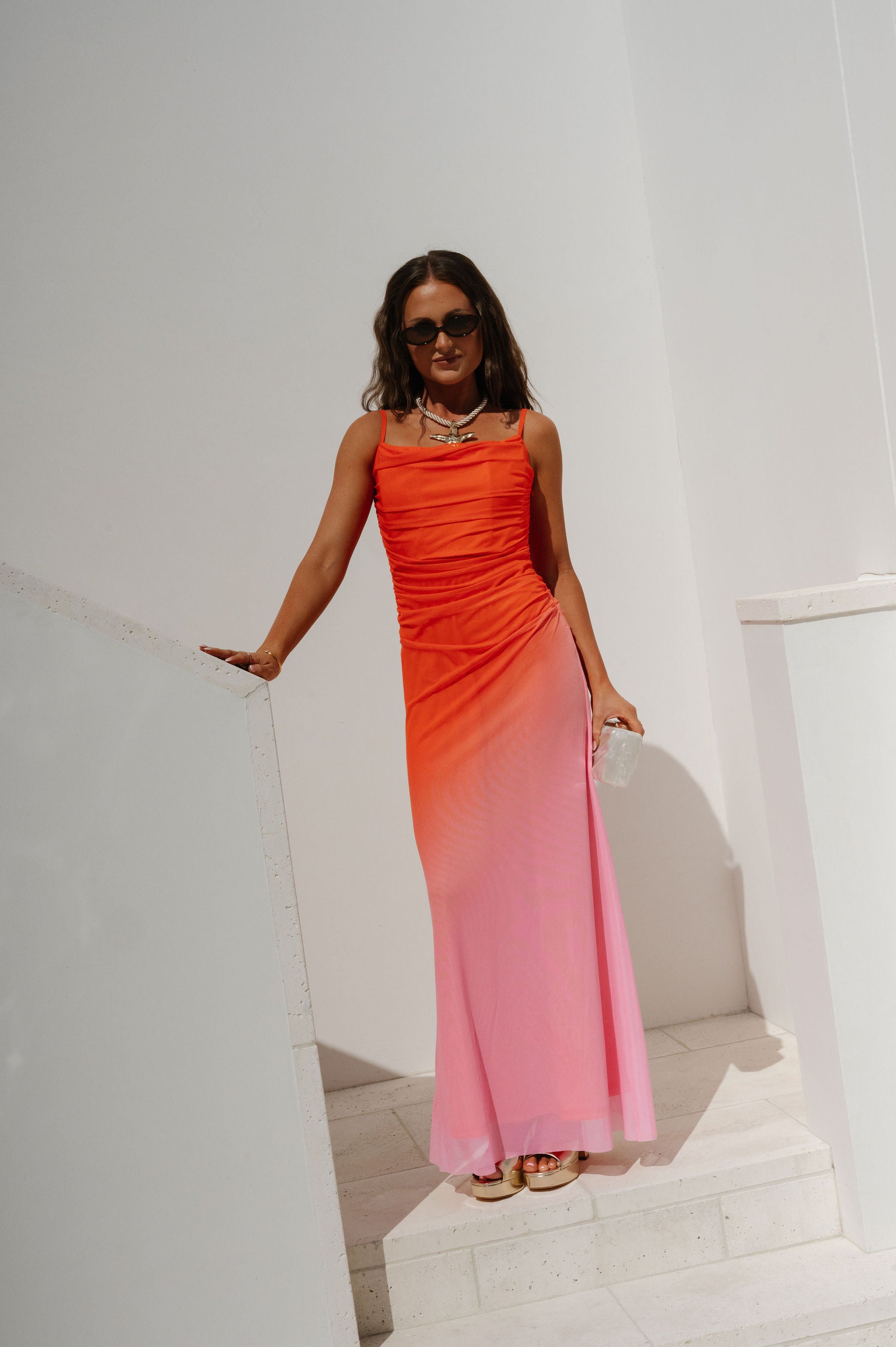 Fara Dress-Orange/Pink