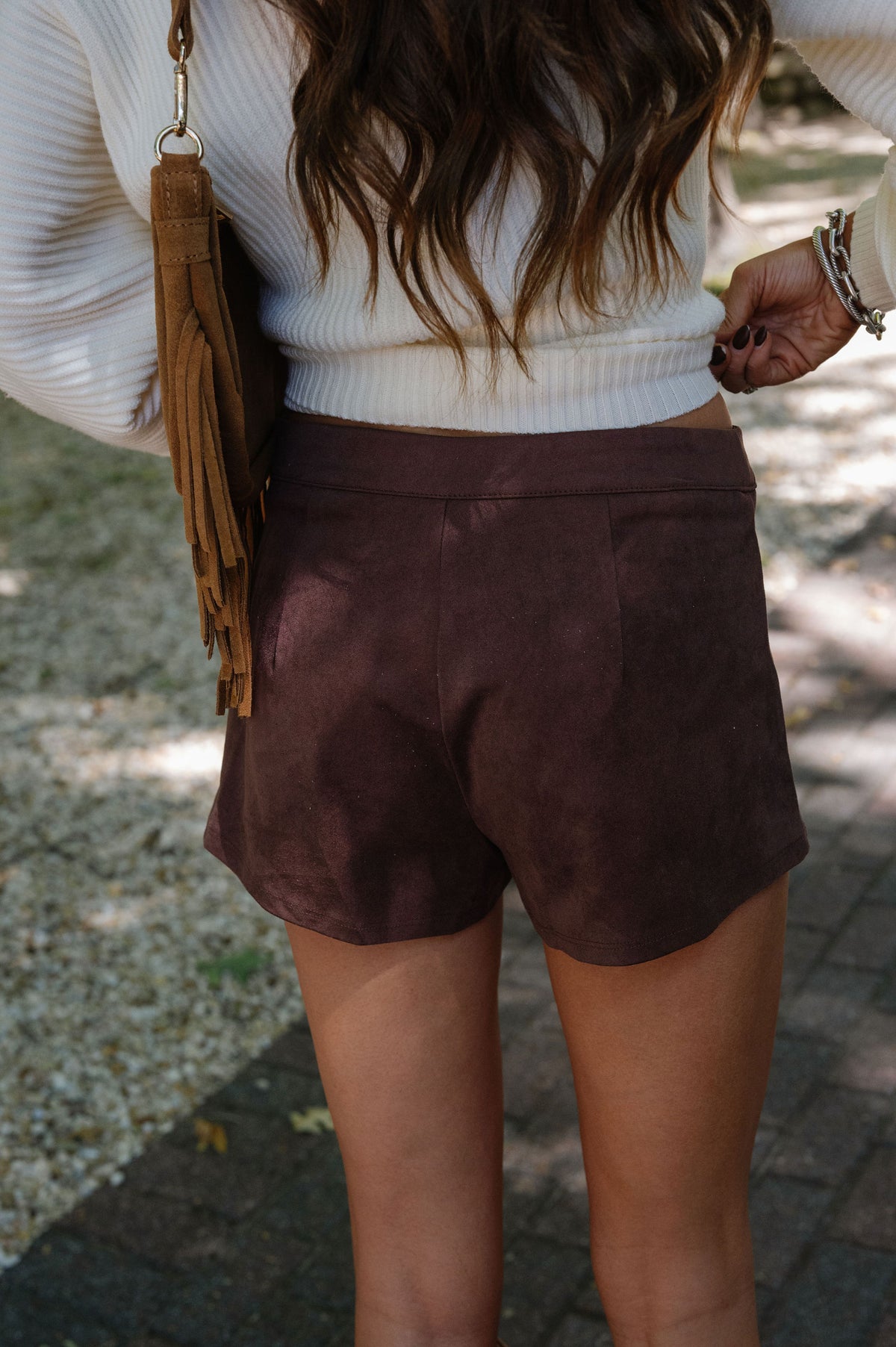 Jasmin Suede Mini Shorts-Brown