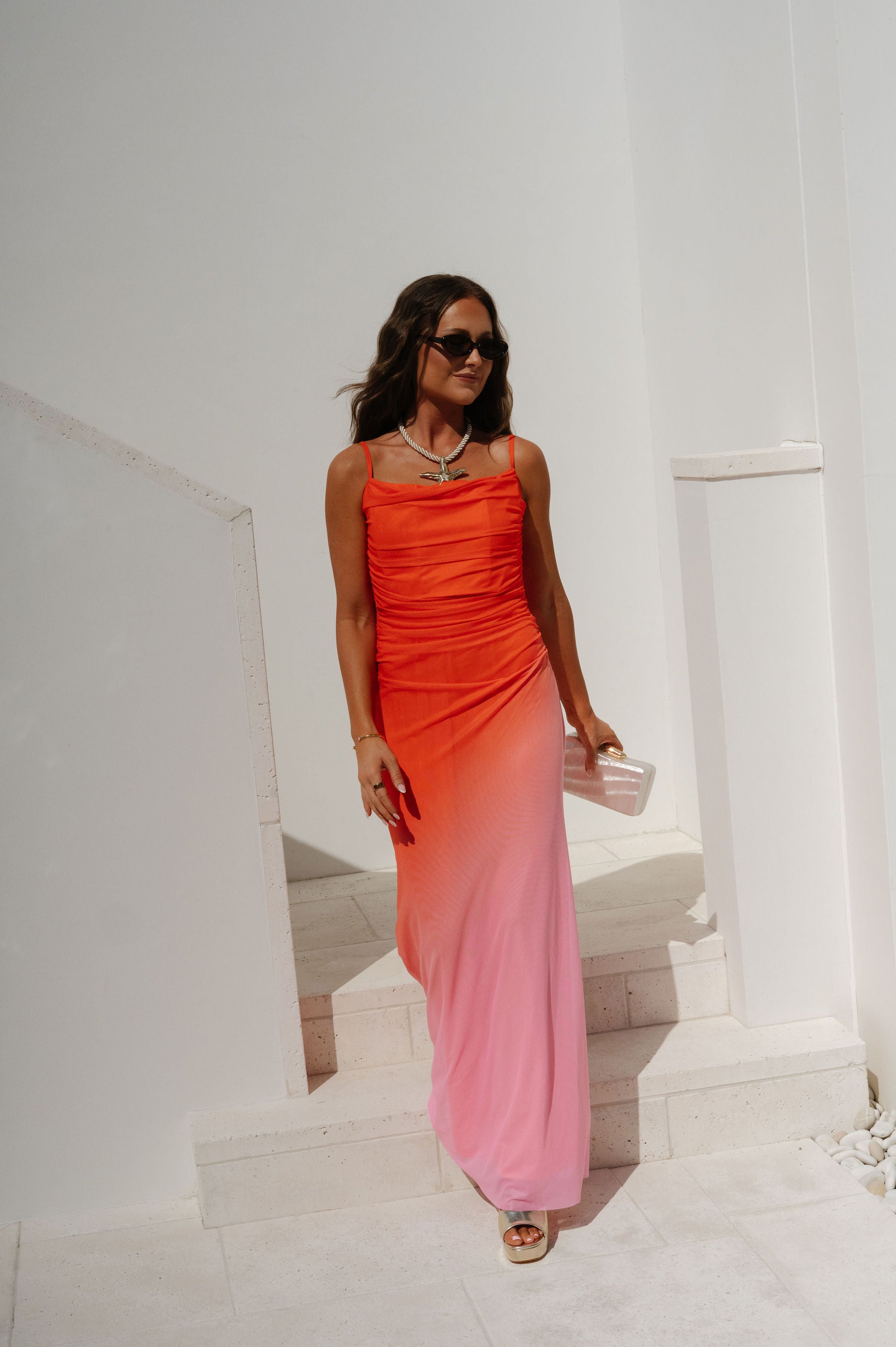 Fara Dress-Orange/Pink