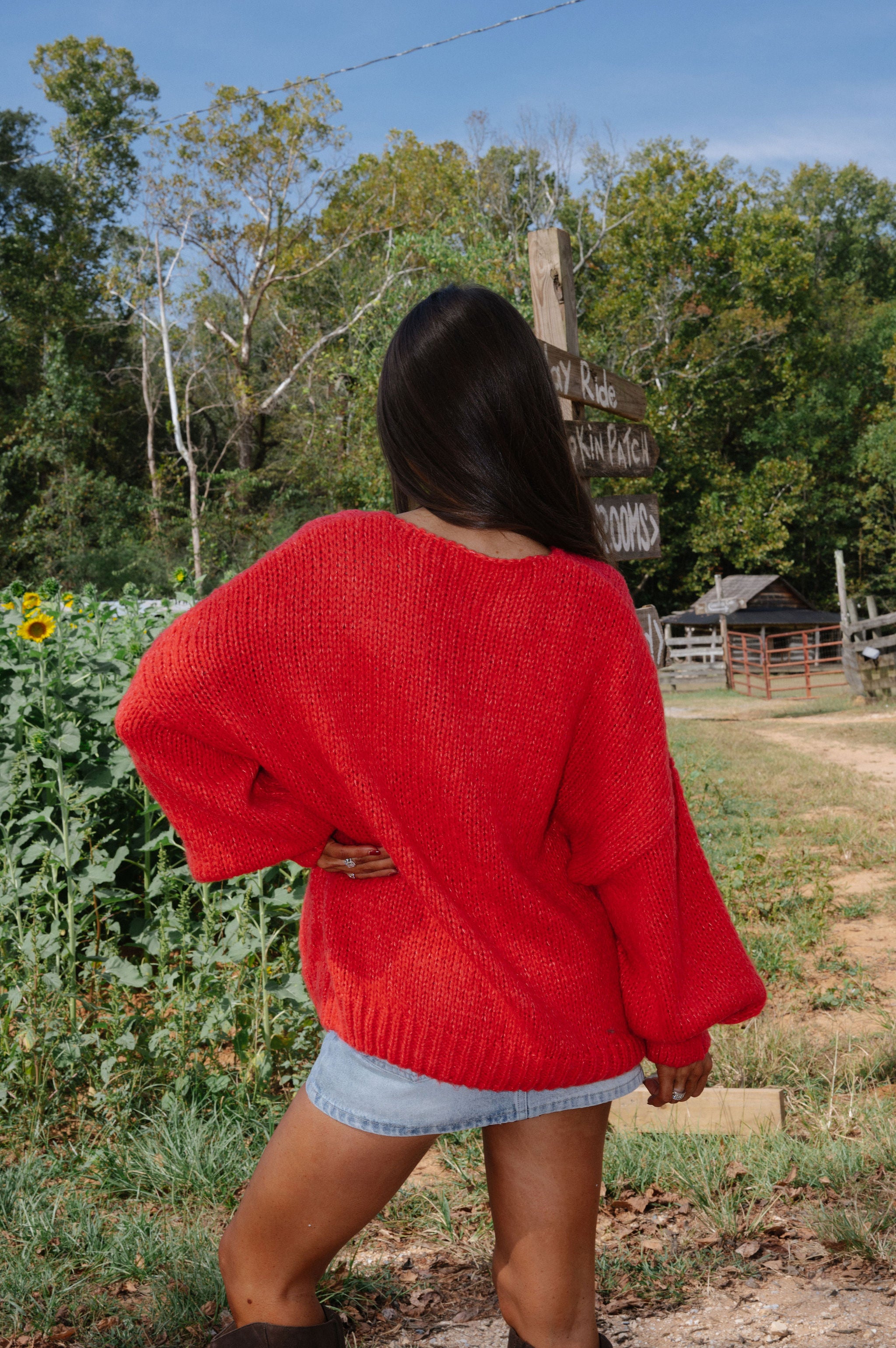 Huntley Tie Cardigan-Red