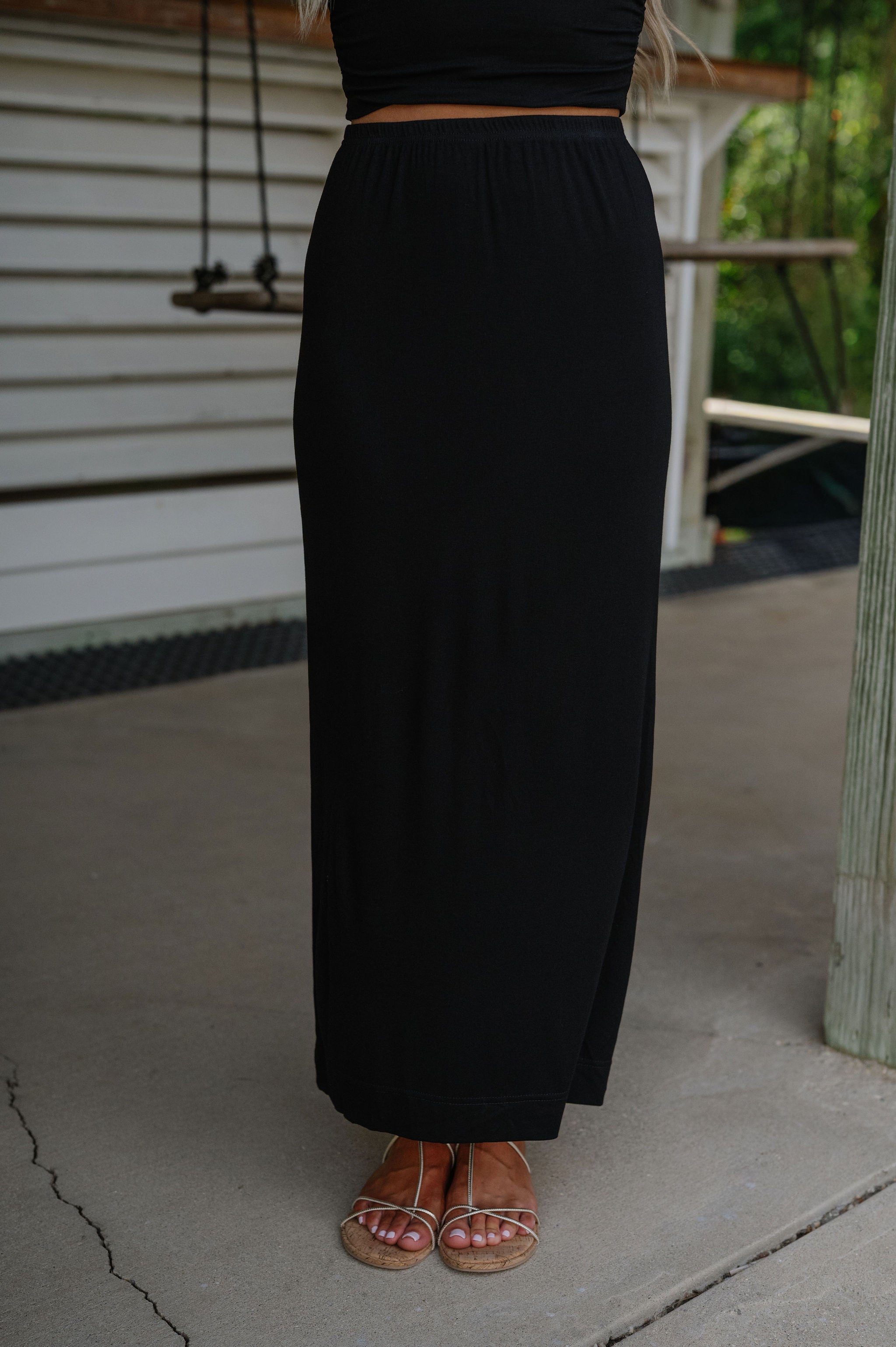 Lena Maxi Skirt Set-Black