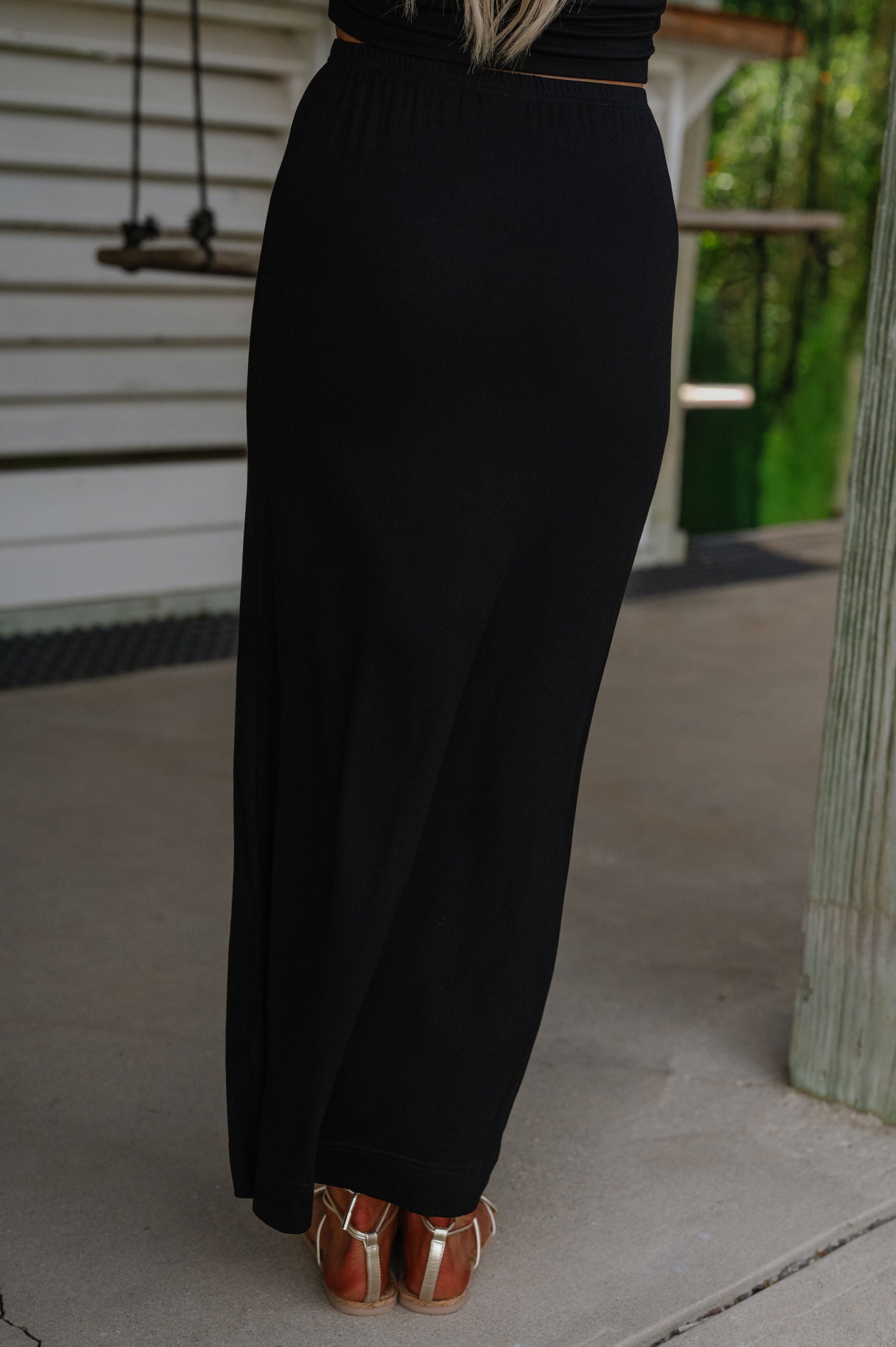 Lena Maxi Skirt Set-Black