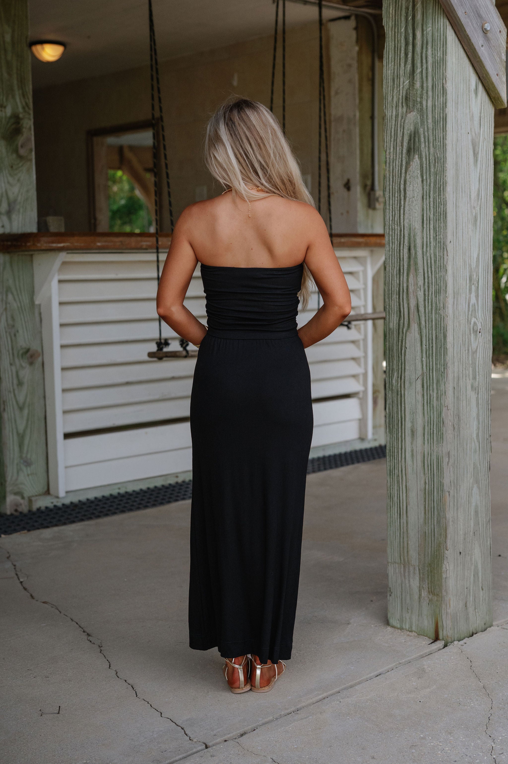 Lena Maxi Skirt Set-Black
