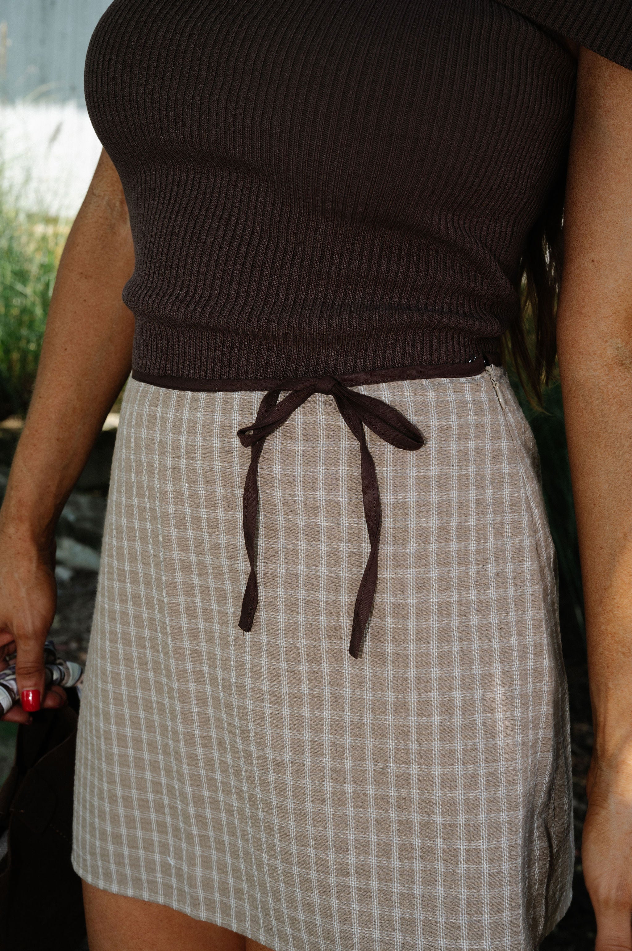 Plaid Mid Rise Skirt
