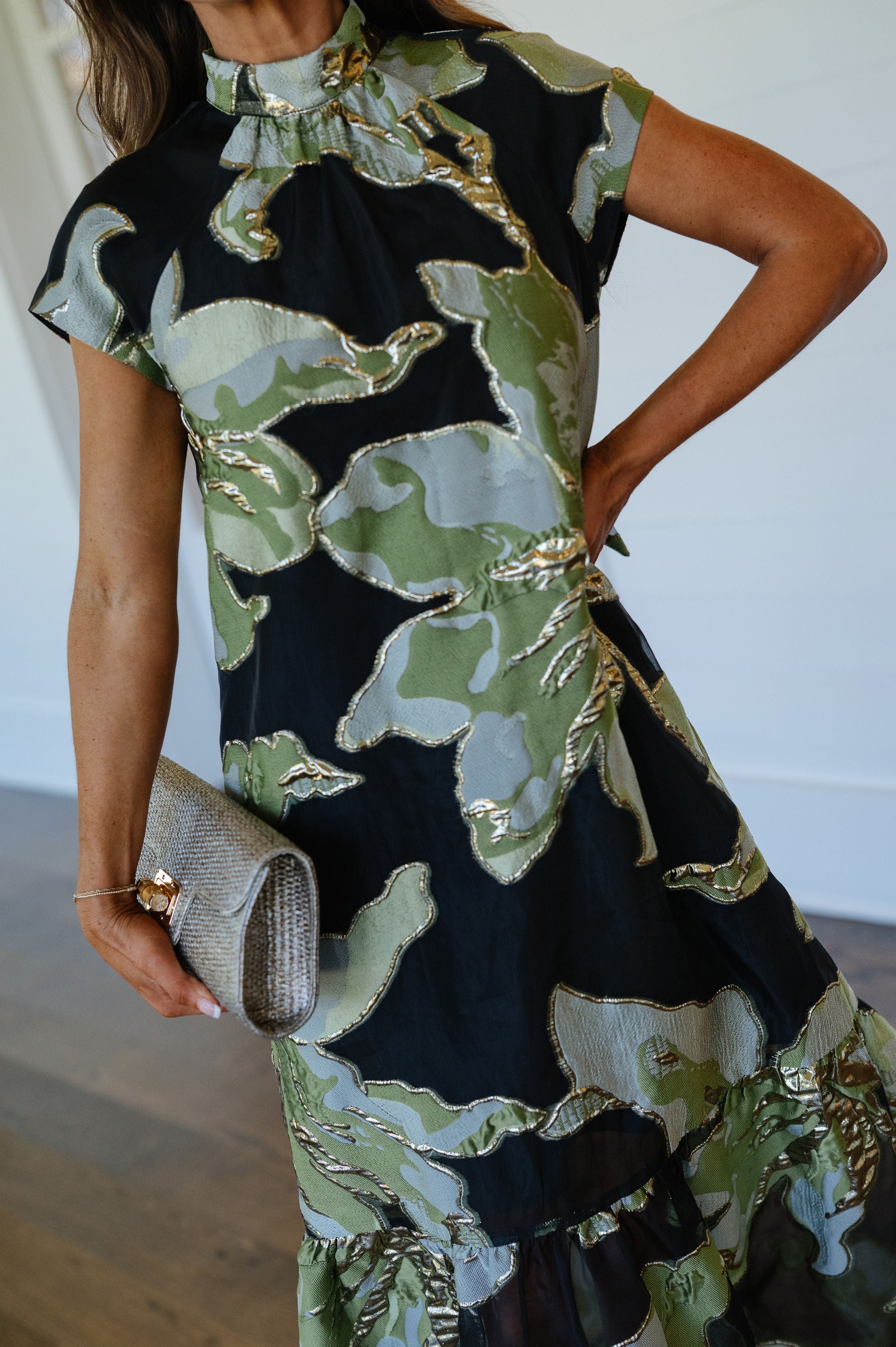 PREORDER//Mock Neck Floral Maxi Dress-Green Multi//SHIPPING 9/30!