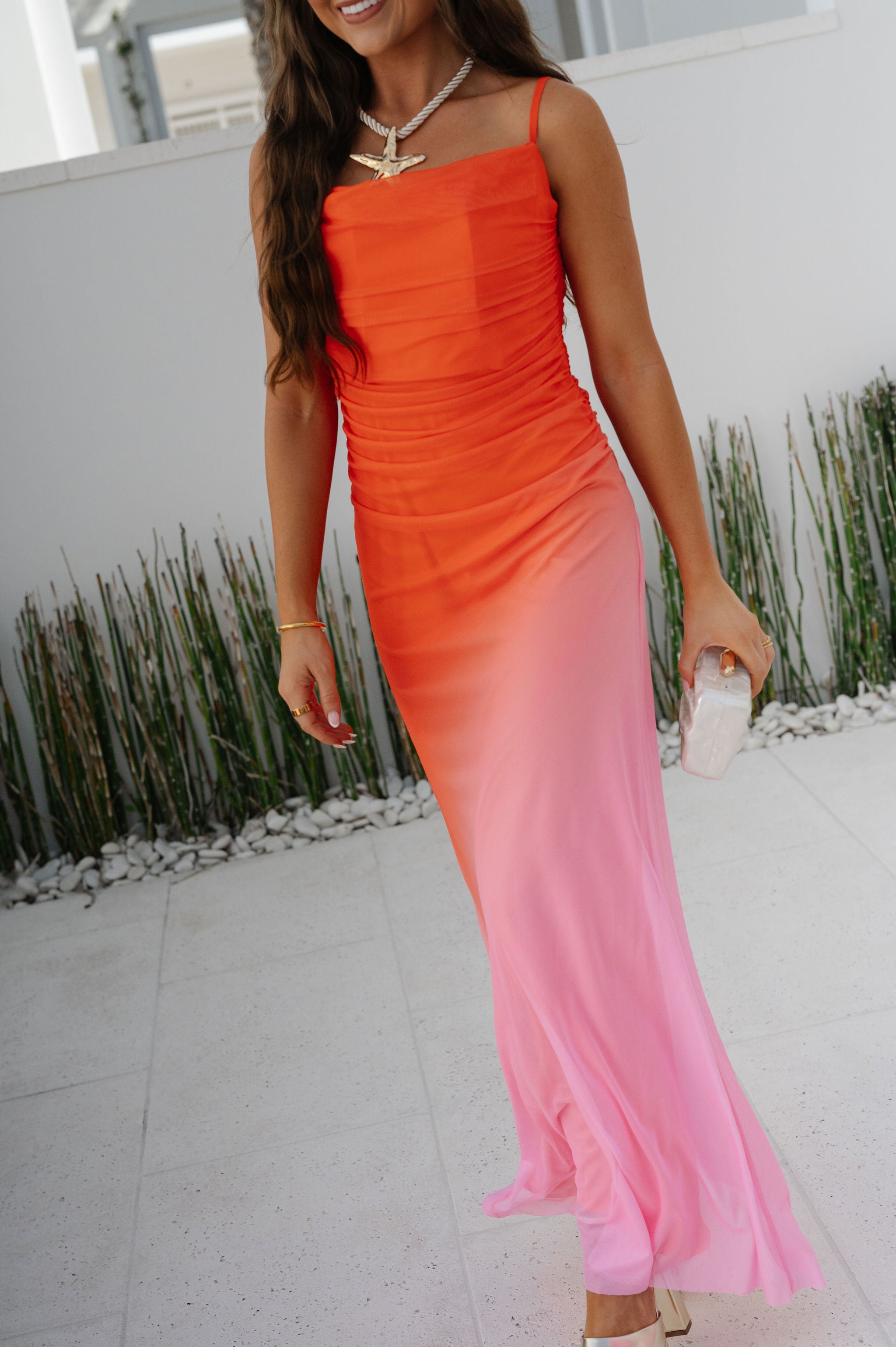 Fara Dress-Orange/Pink