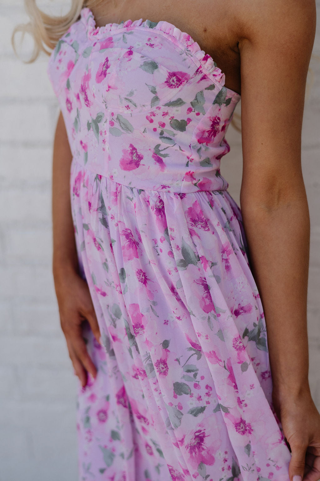 Eloise Floral Midi Dress-Magenta
