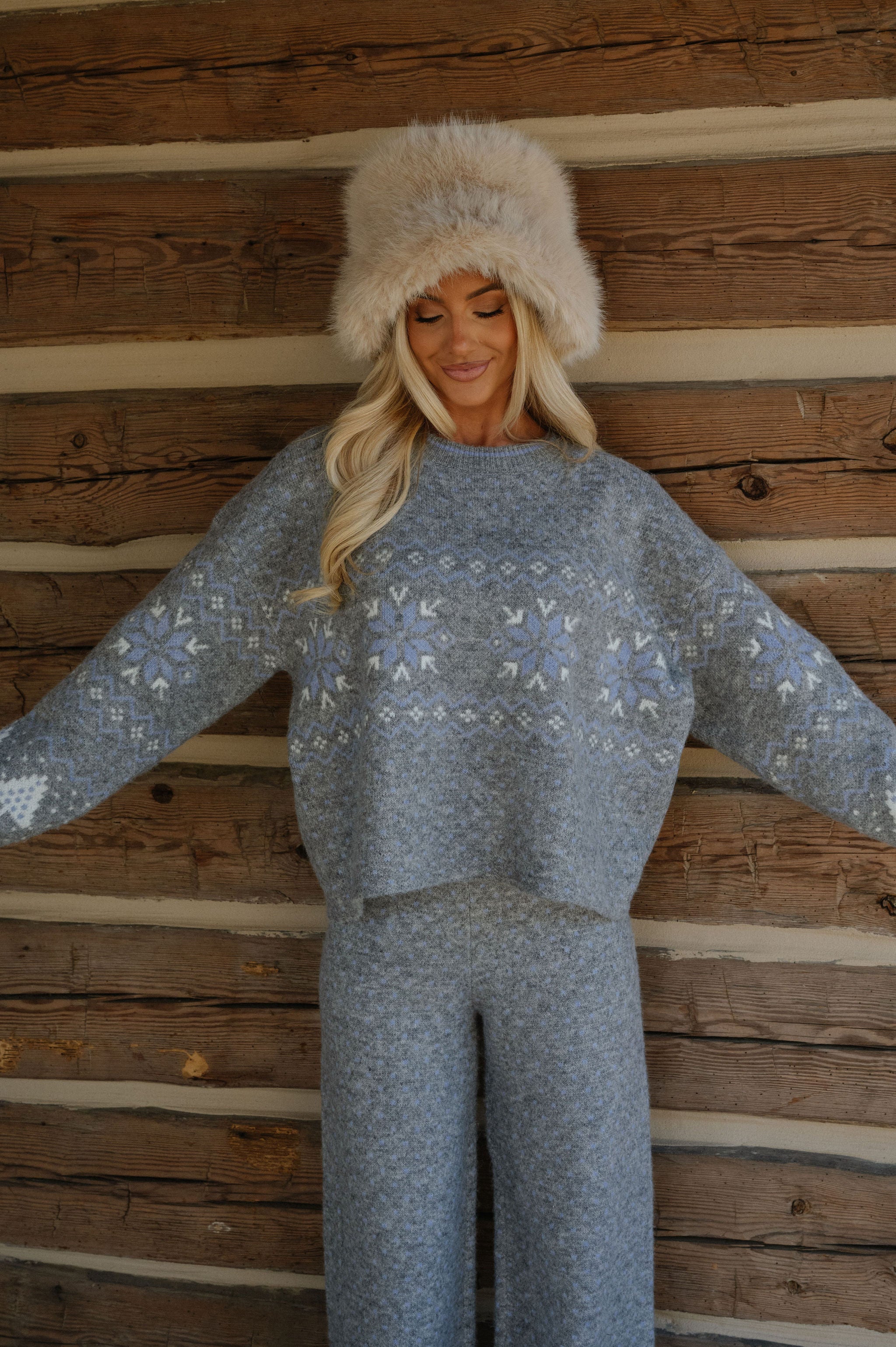 Myers Knit Pants Set-Heather Grey