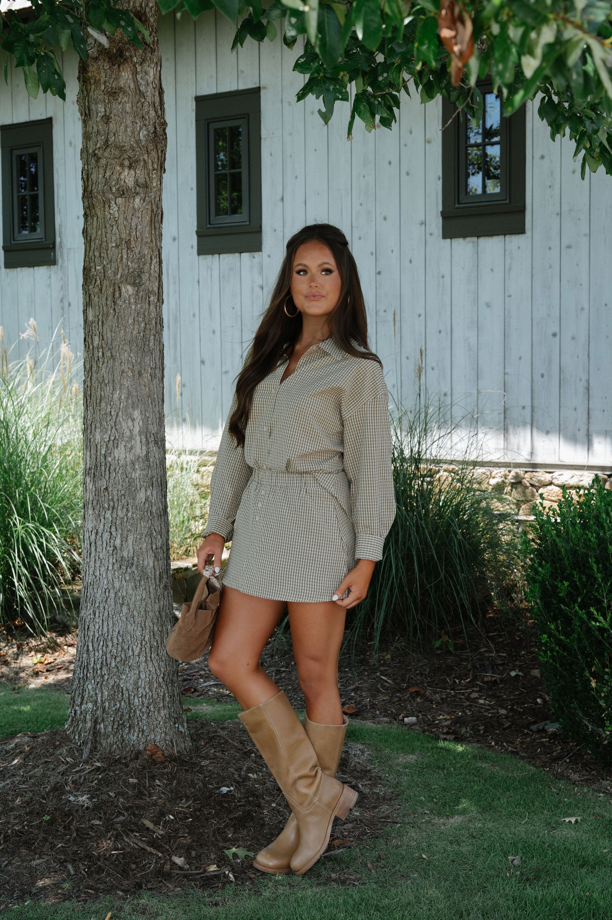 Serena Mini Skirt Set-Beige/Brown