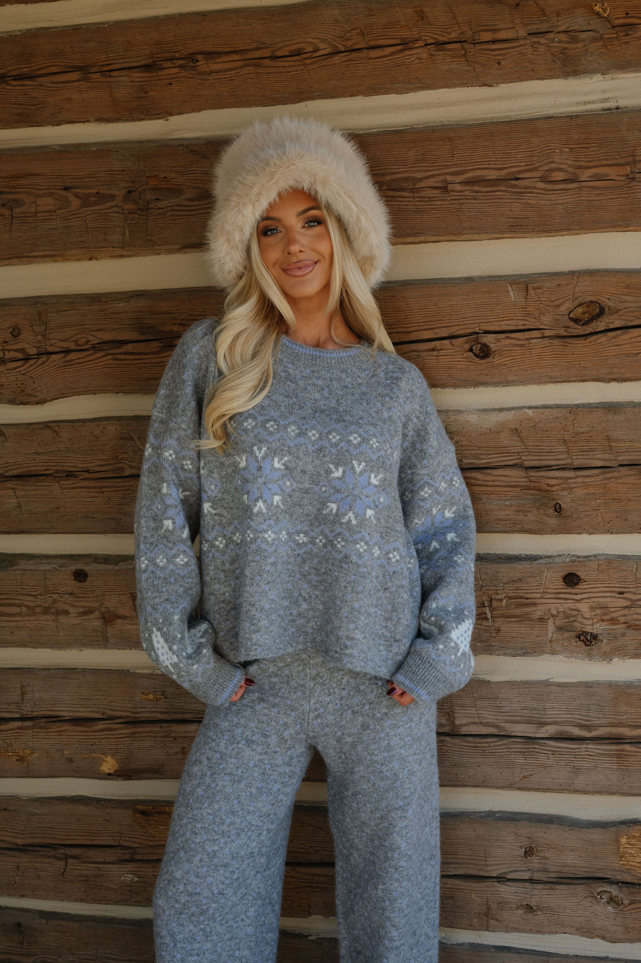 Myers Knit Pants Set-Heather Grey