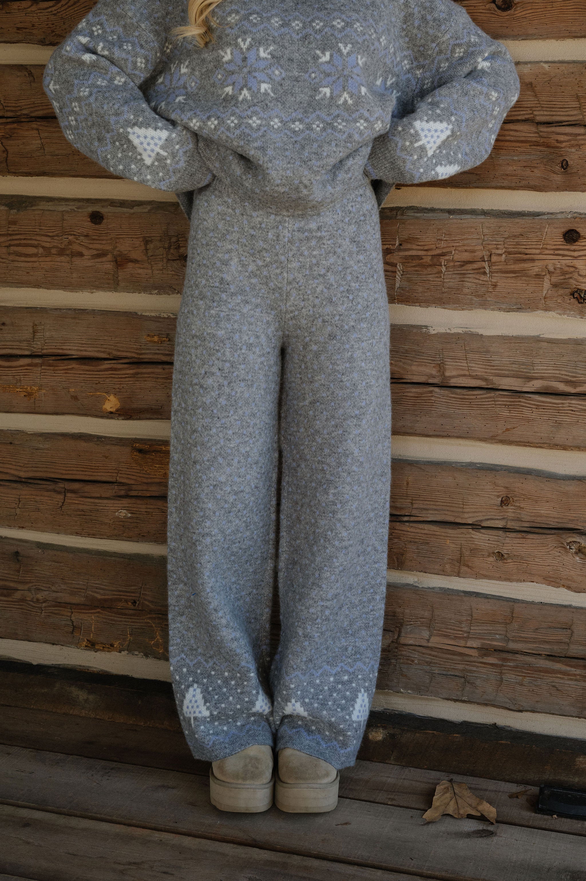 Myers Knit Pants Set-Heather Grey