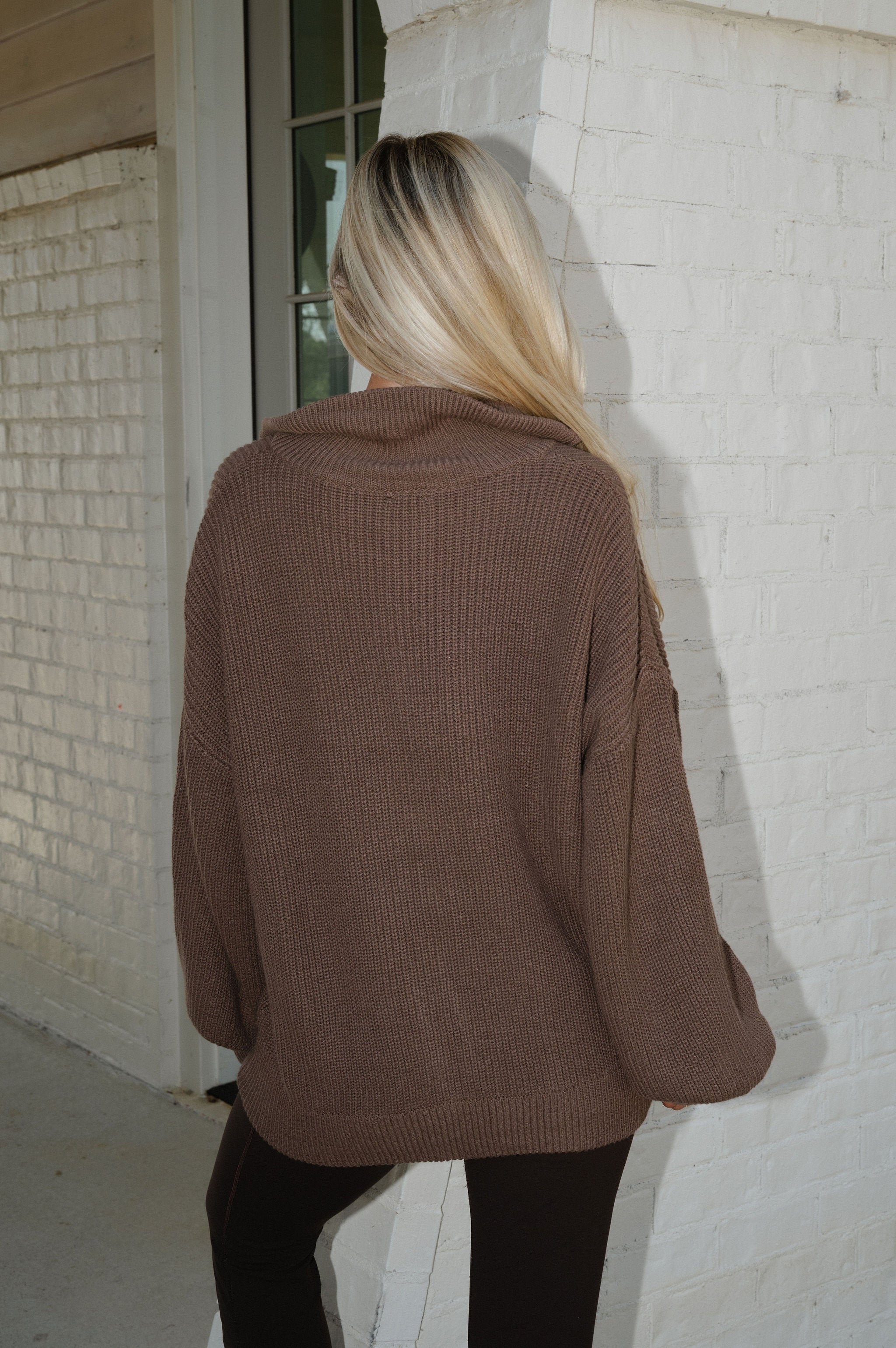 Zip Up Oversized Cardigan-Mocha