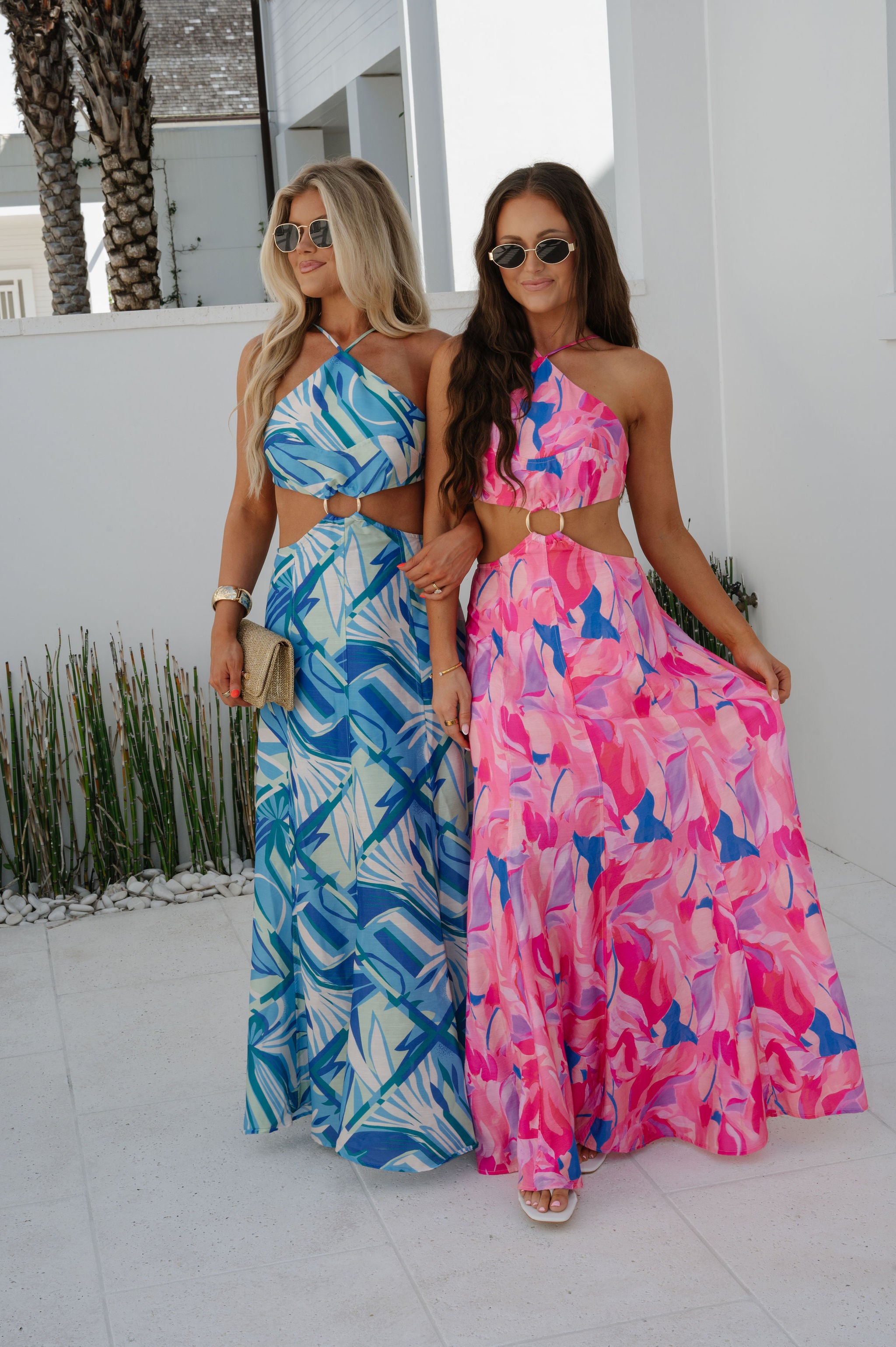 Citrus Ring Maxi Dress-Pink