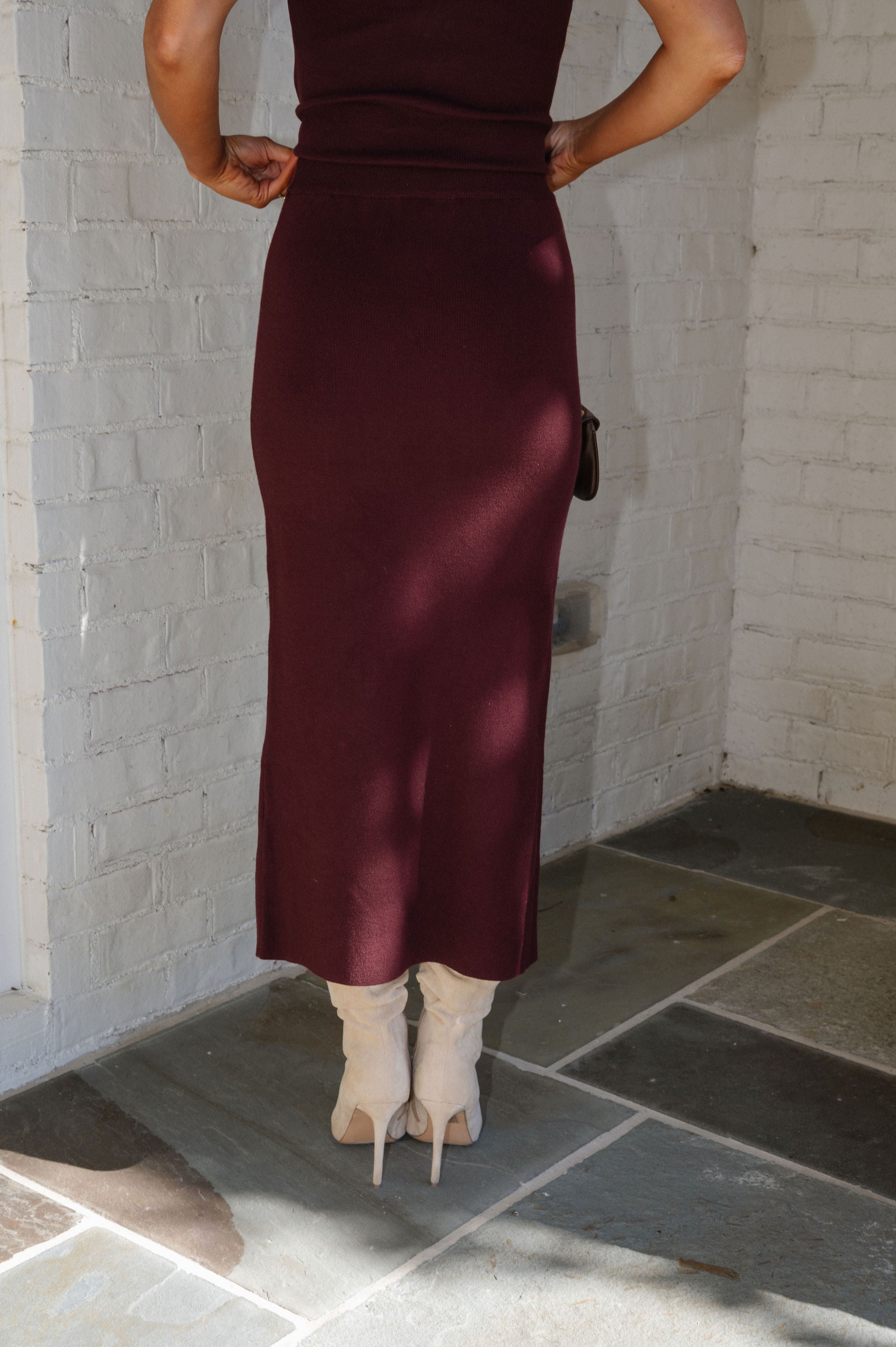 Sutherland Ruffled Skirt Set-Burgundy