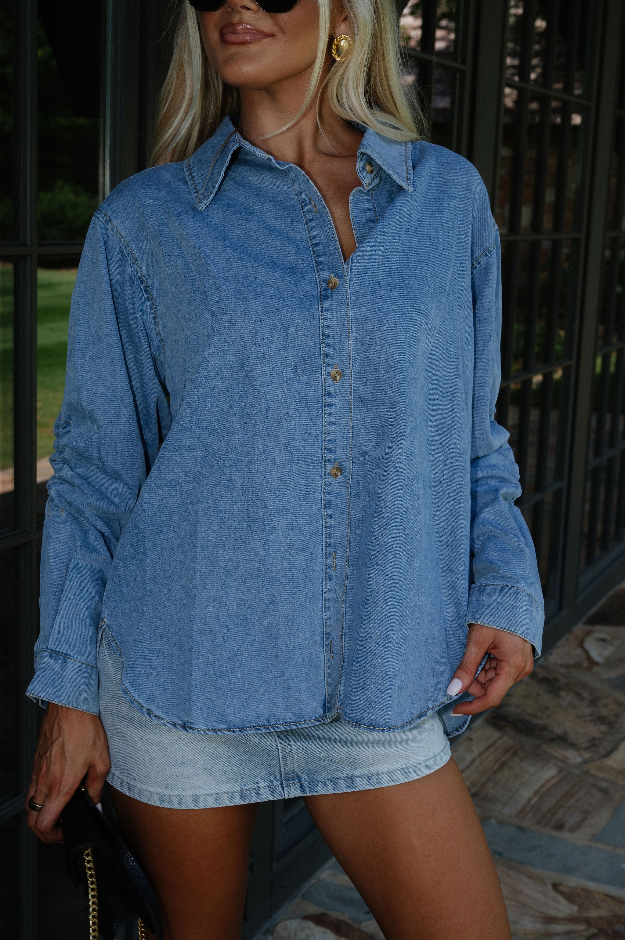 Marcus Oversized Shacket-Denim Blue