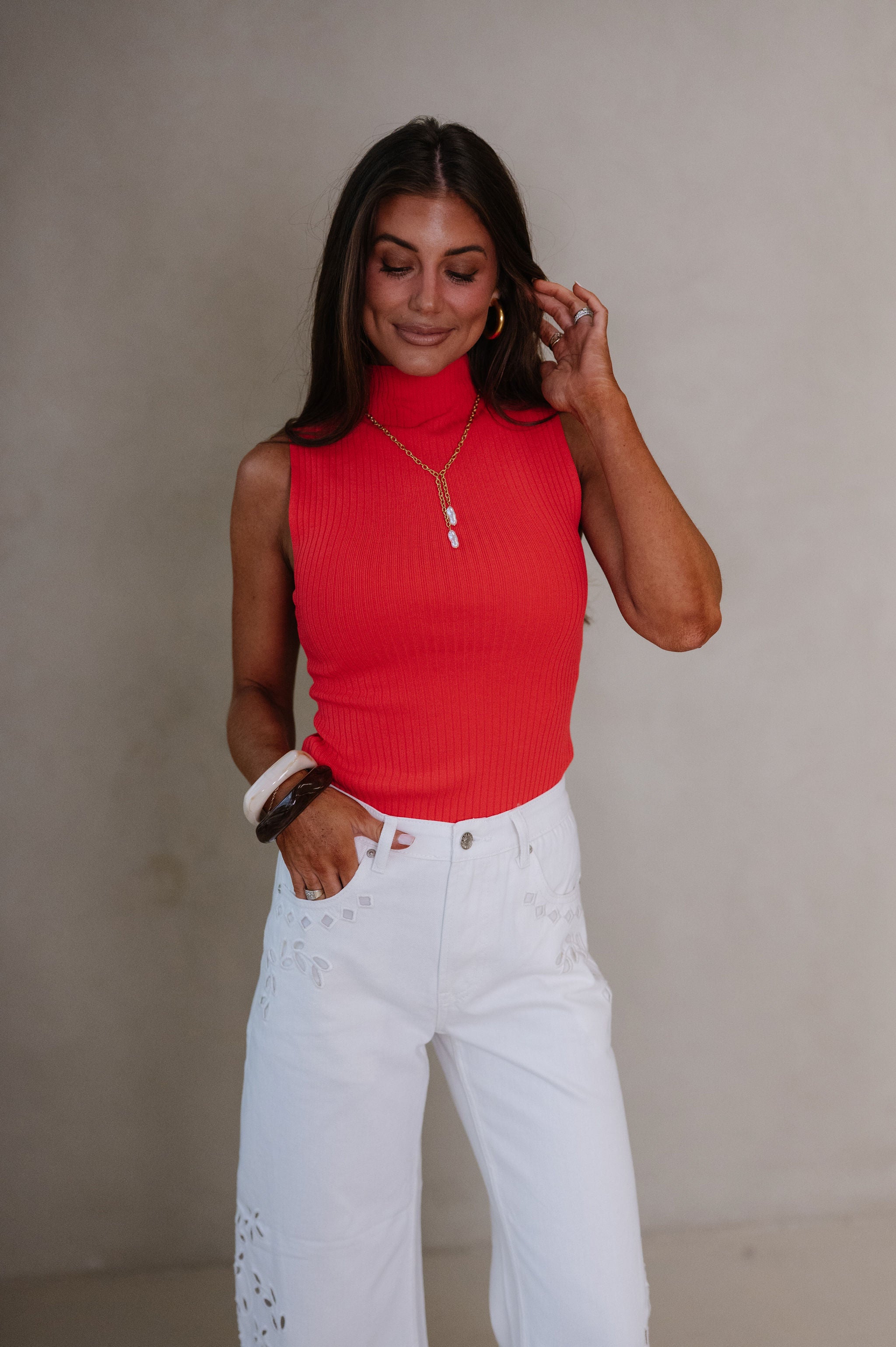 Giselle Sweater Top-Scarlet