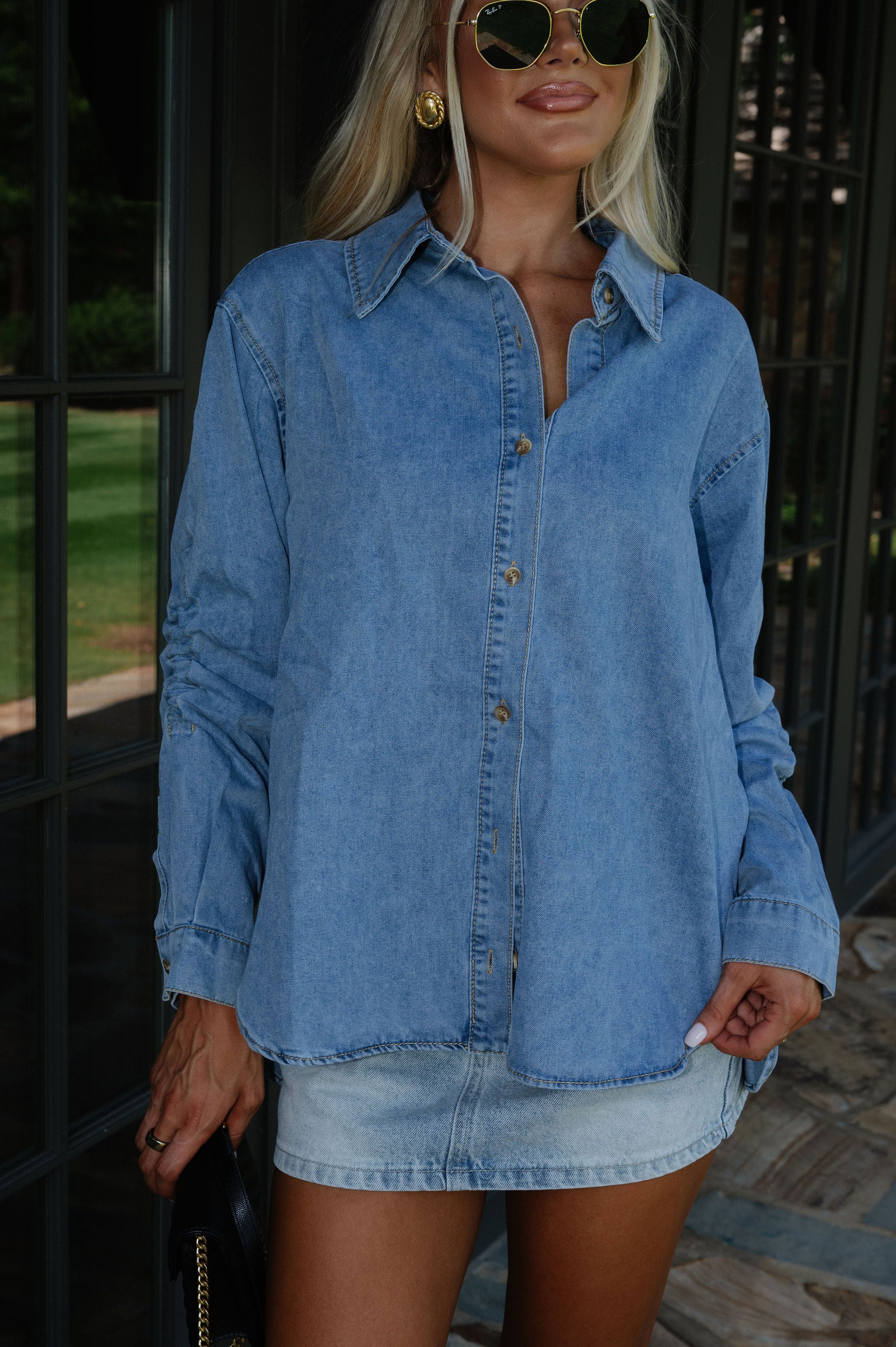 Marcus Oversized Shacket-Denim Blue