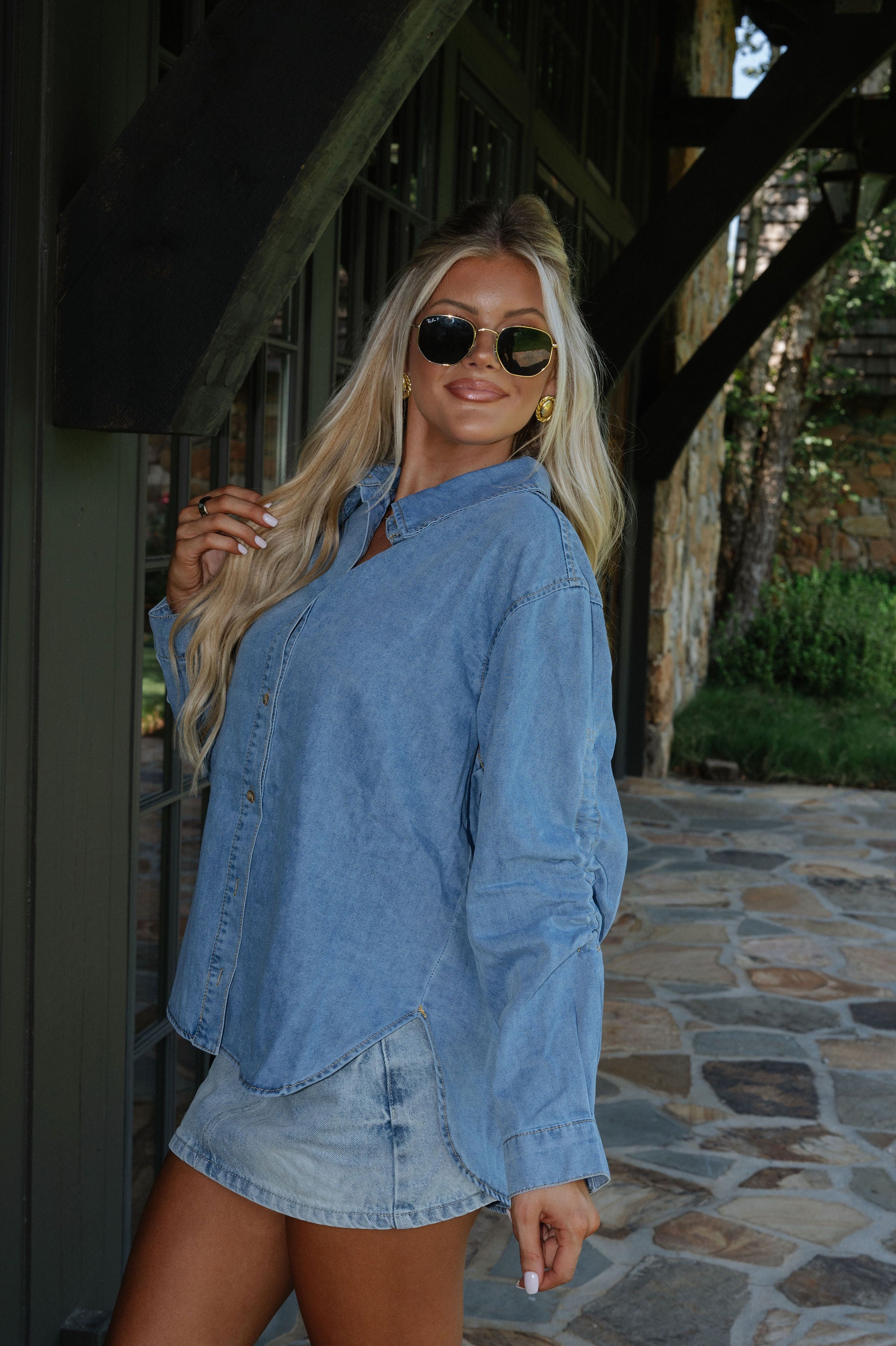 Marcus Oversized Shacket-Denim Blue