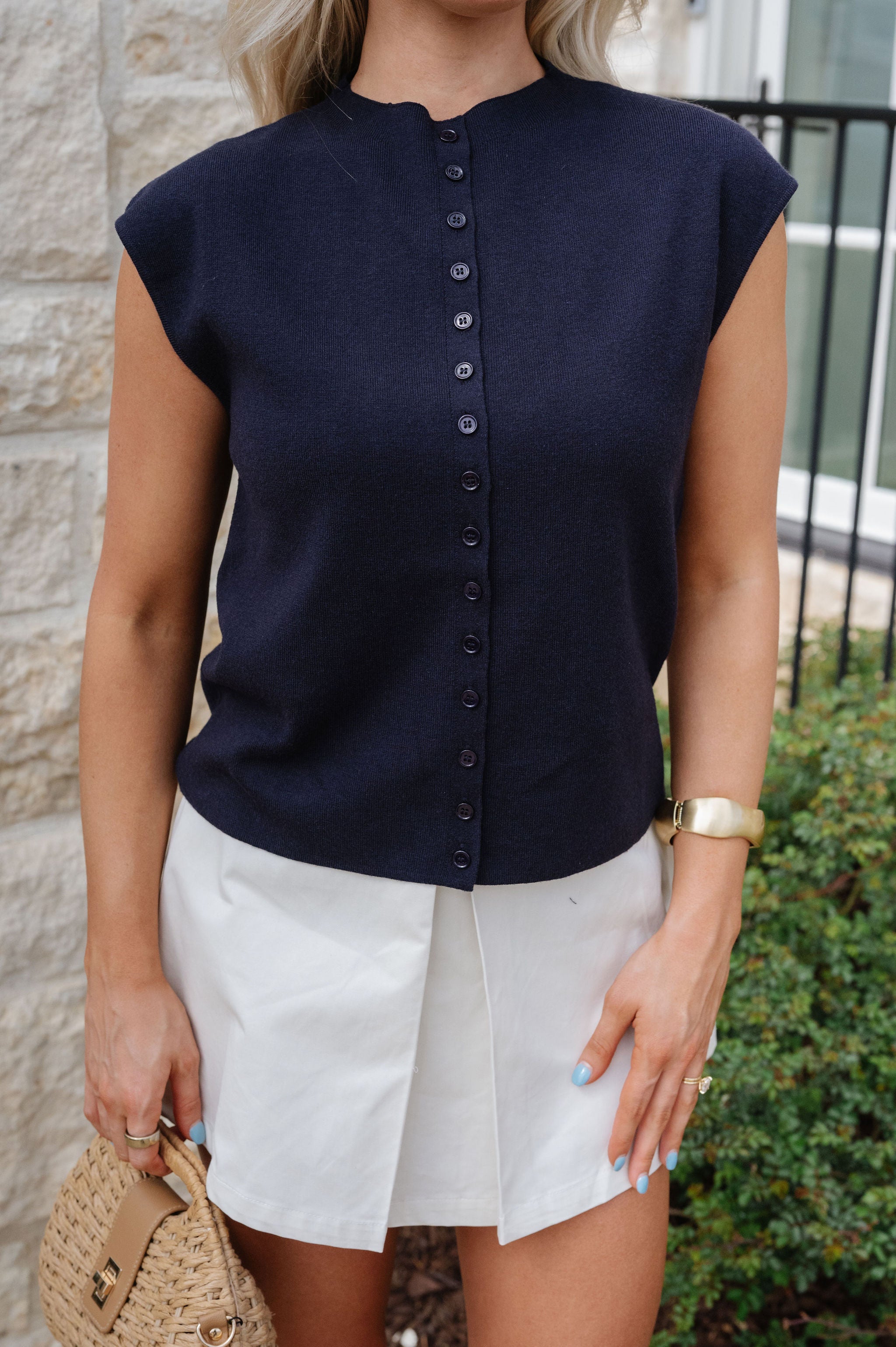 Baylor Cap Sleeve Cardigan-Navy
