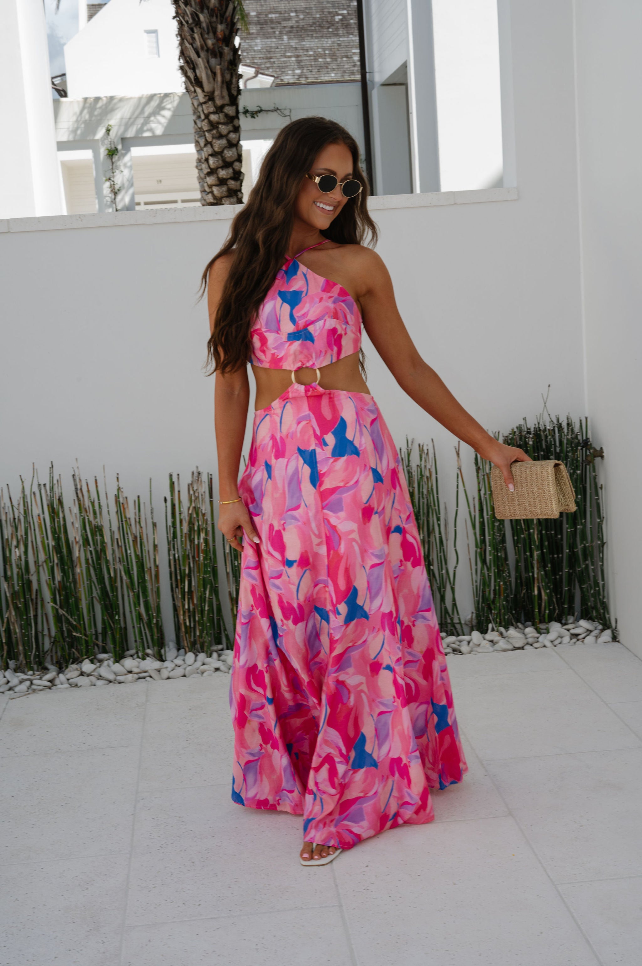 Citrus Ring Maxi Dress-Pink