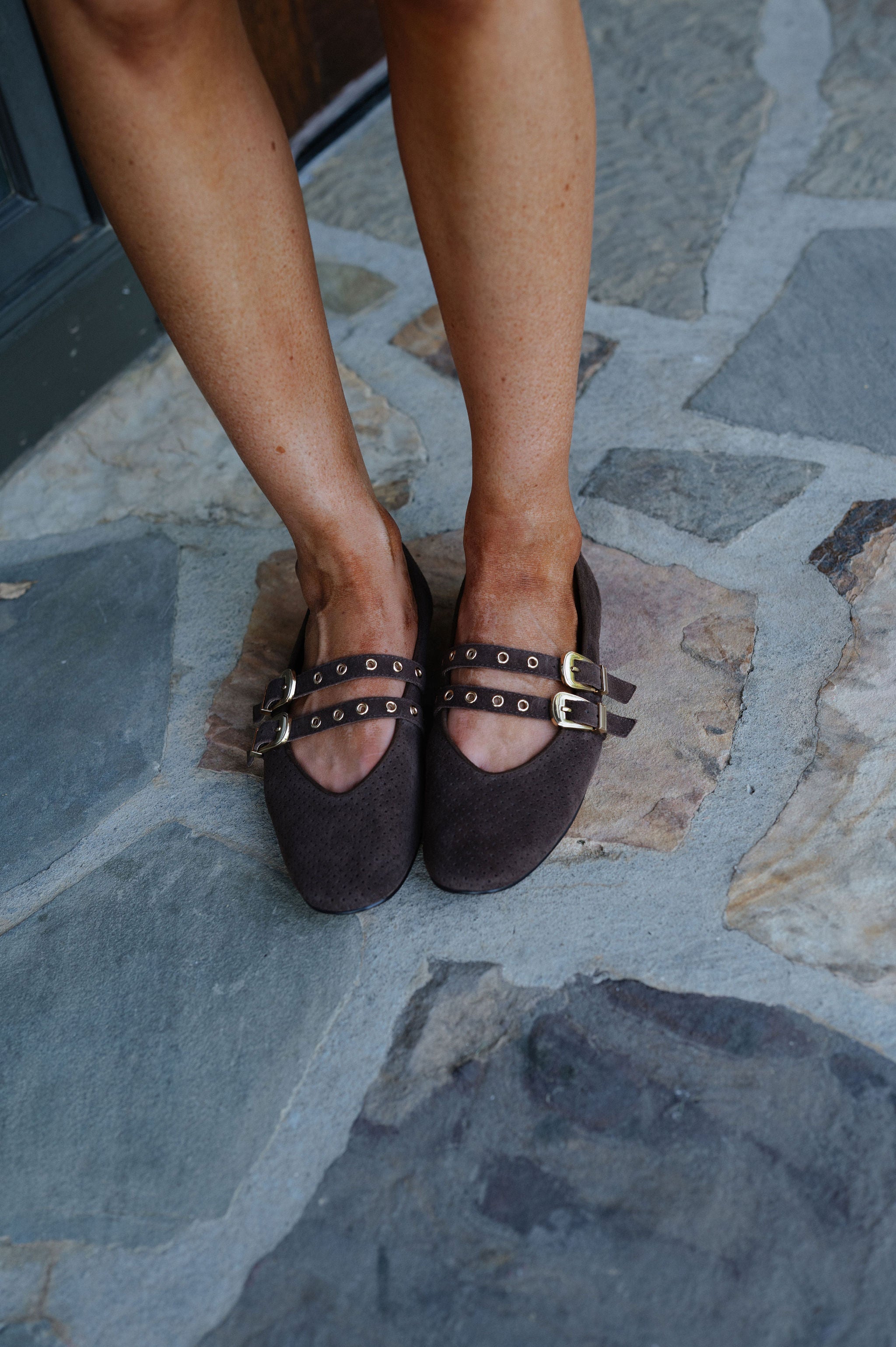 Baylee Suede Ballet Flats-Dark Brown//DOLCE VITA