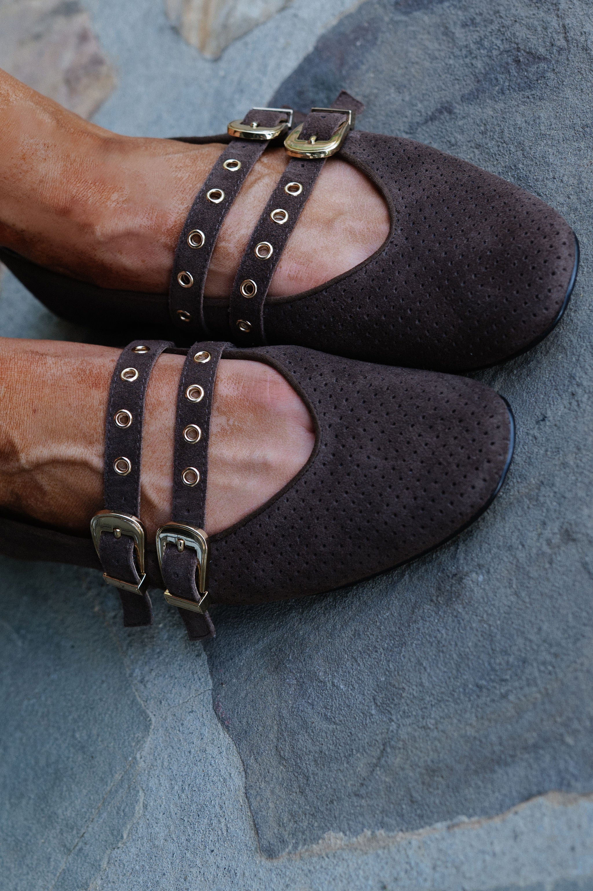 Baylee Suede Ballet Flats-Dark Brown//DOLCE VITA