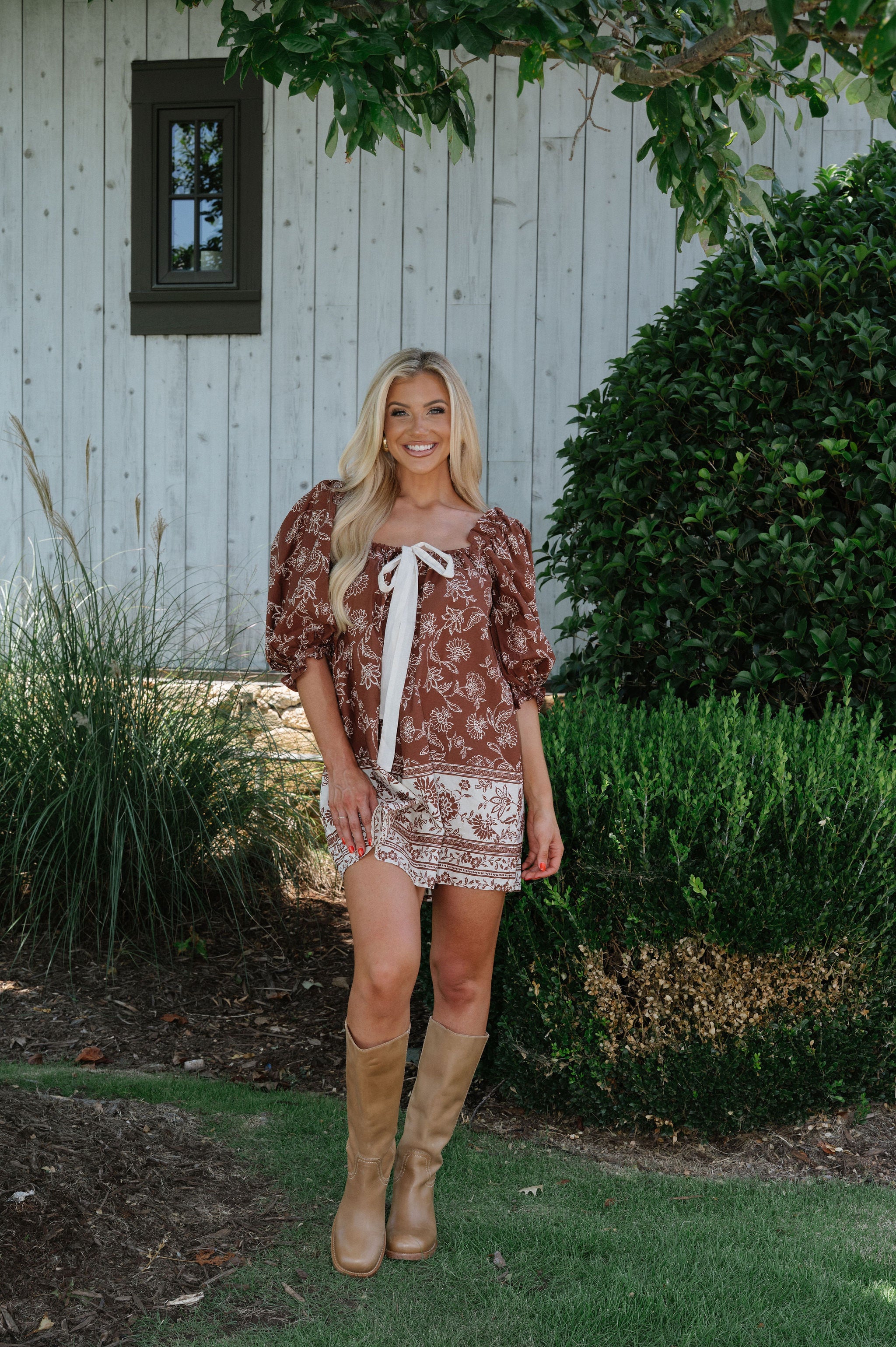 Cova Dress-Brown/Cream