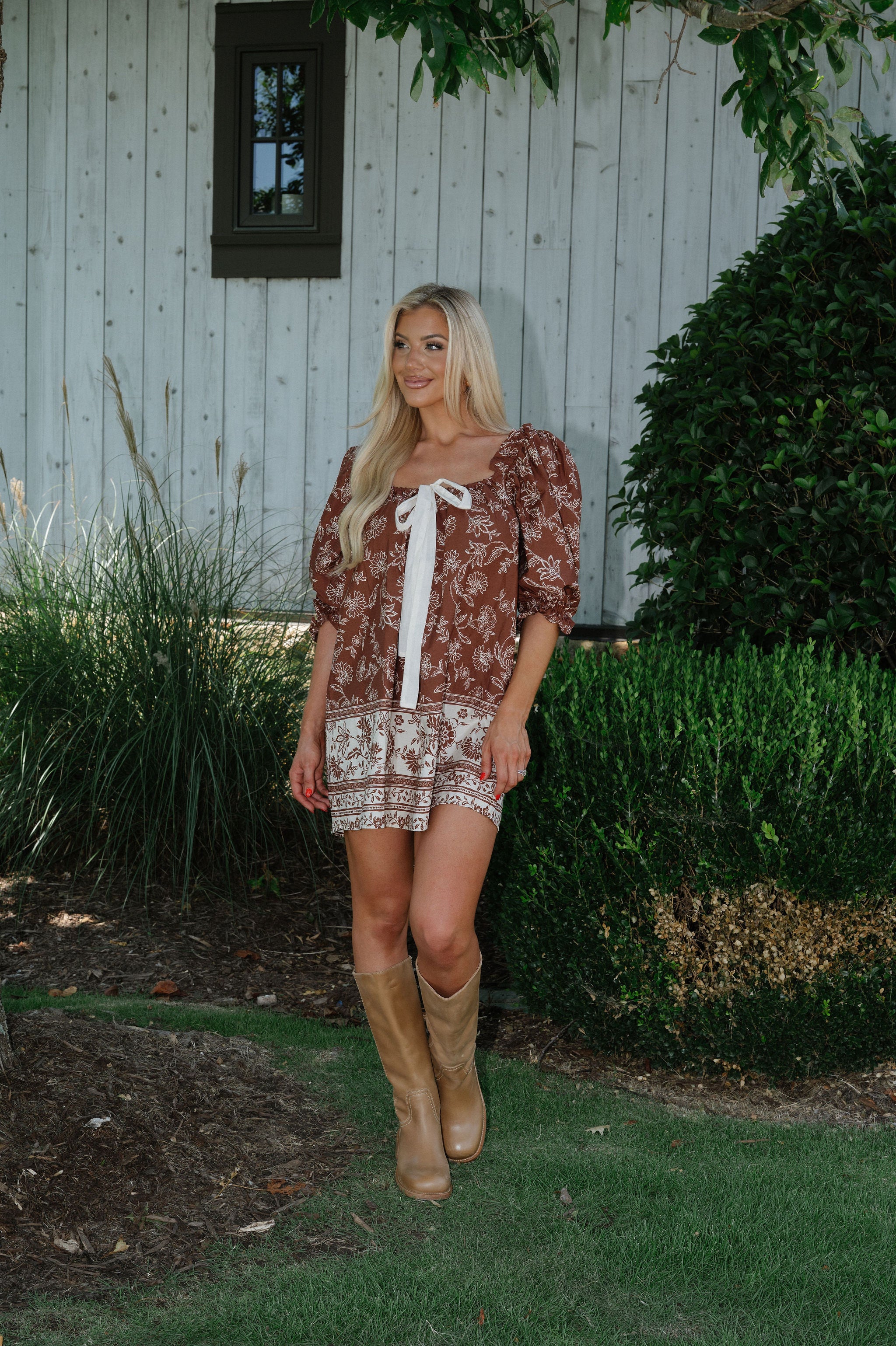 Cova Dress-Brown/Cream