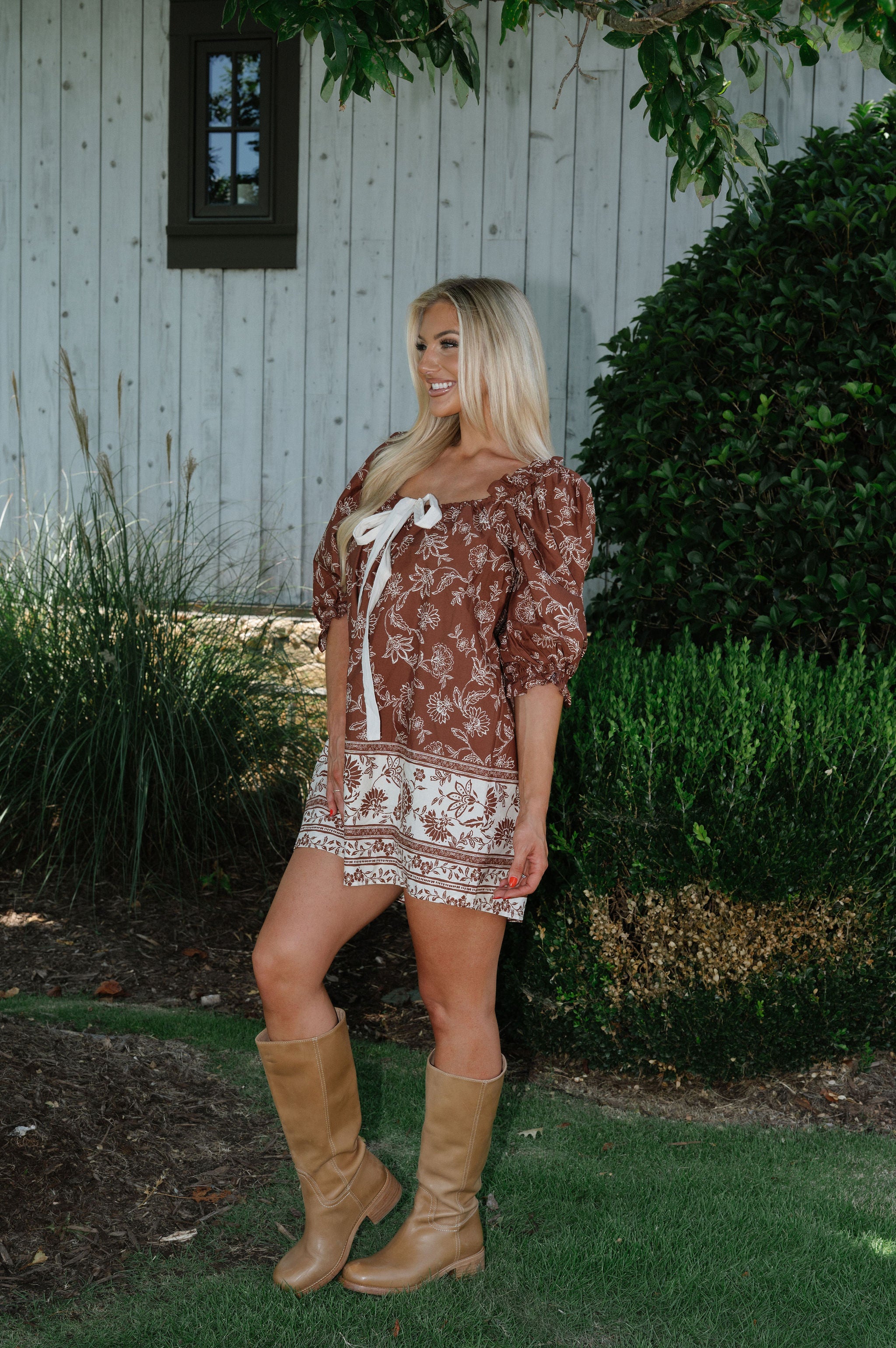 Cova Dress-Brown/Cream