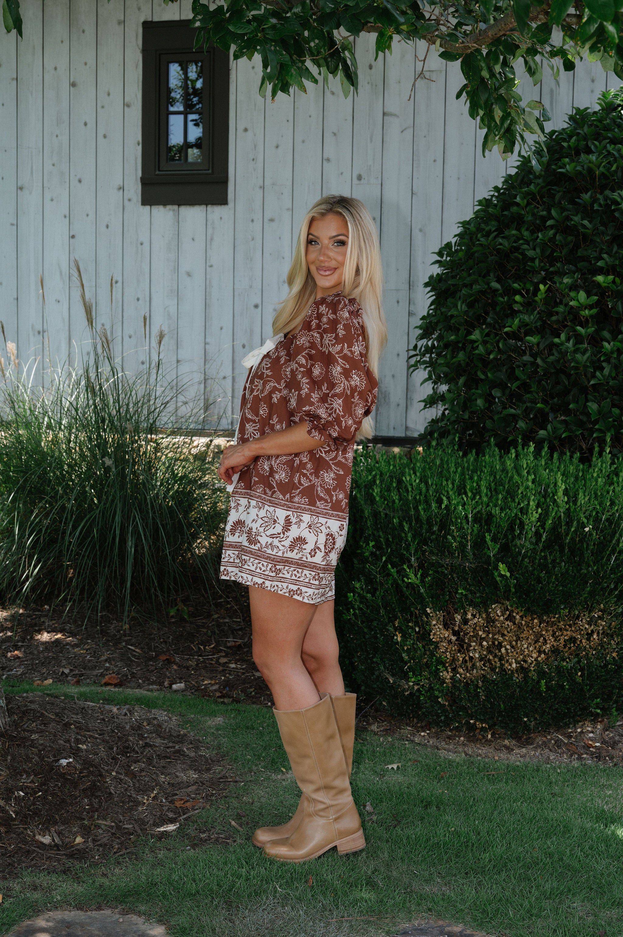 Cova Dress-Brown/Cream