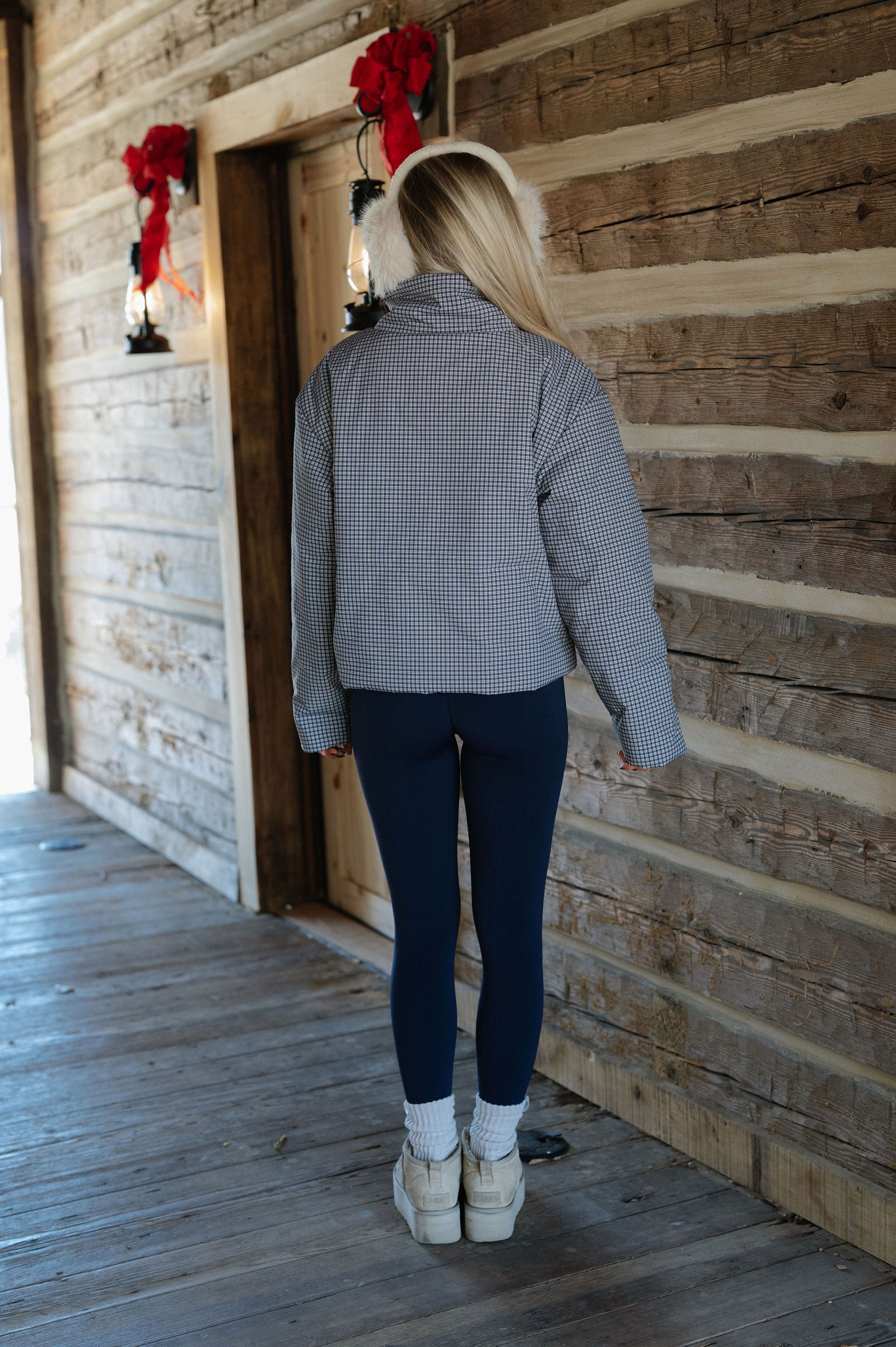 Emerson Plaid Puffer Jacket-Navy Multi