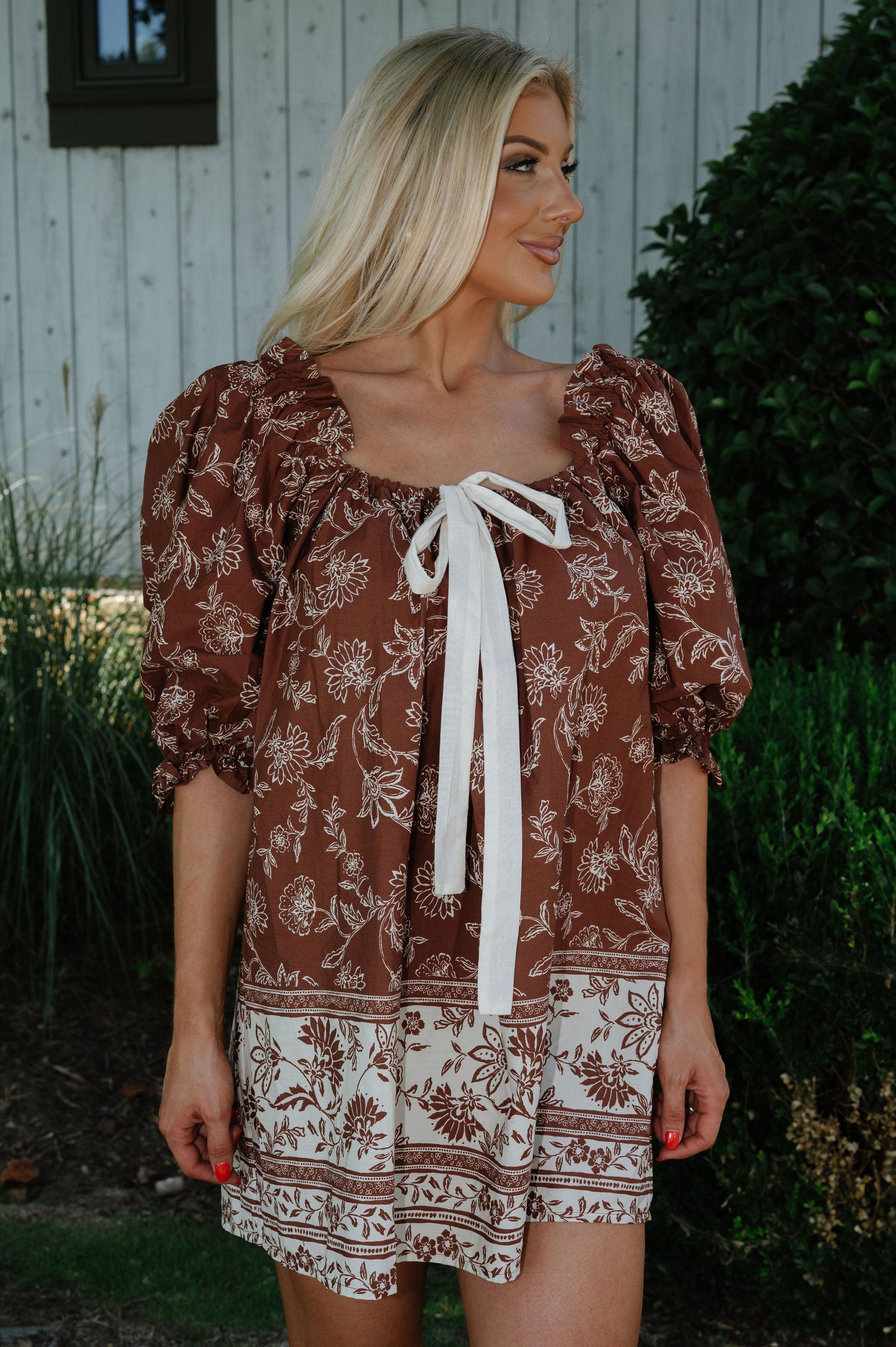 Cova Dress-Brown/Cream