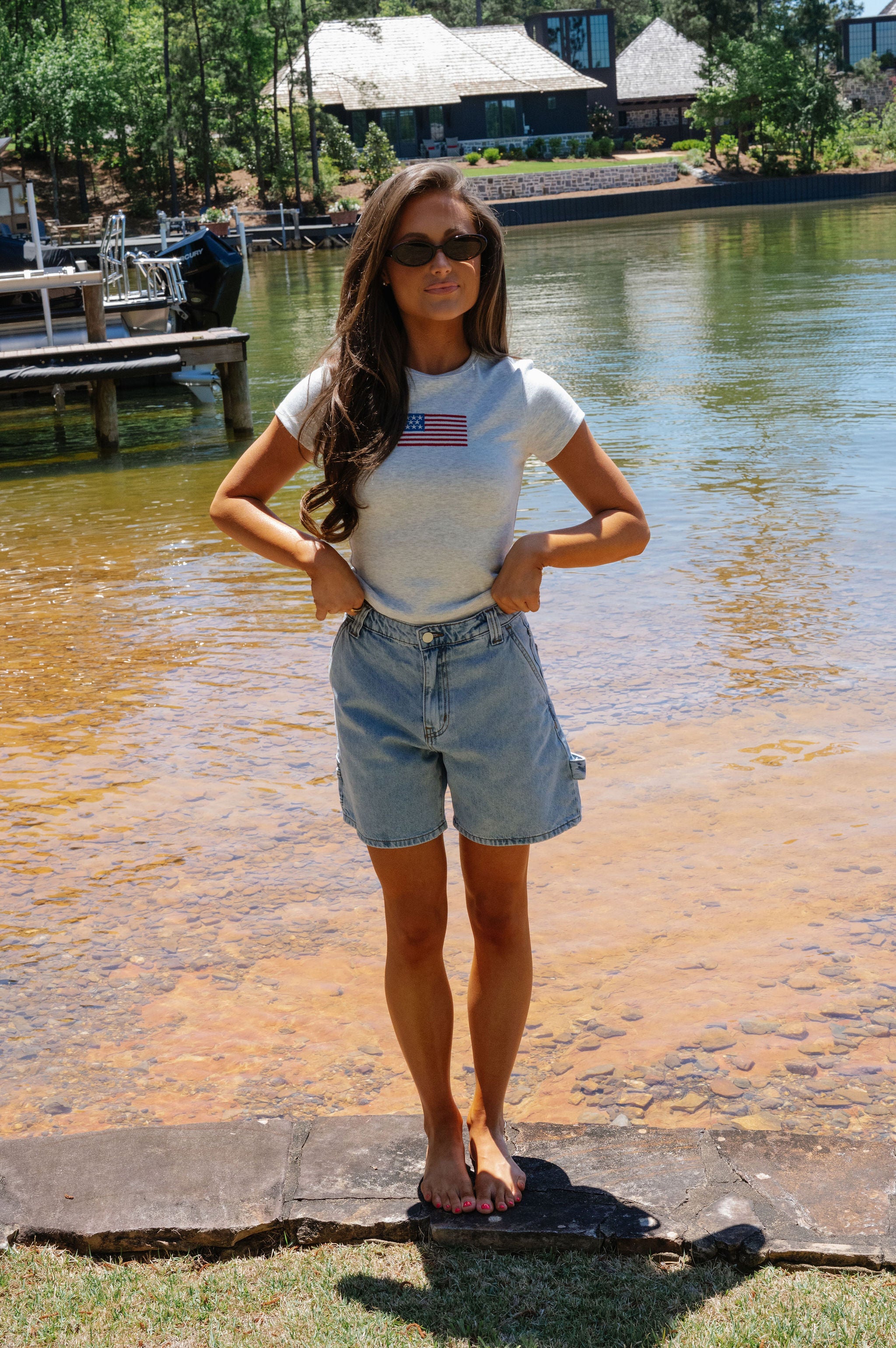 American Flag Short Sleeve T-Shirt-Melange