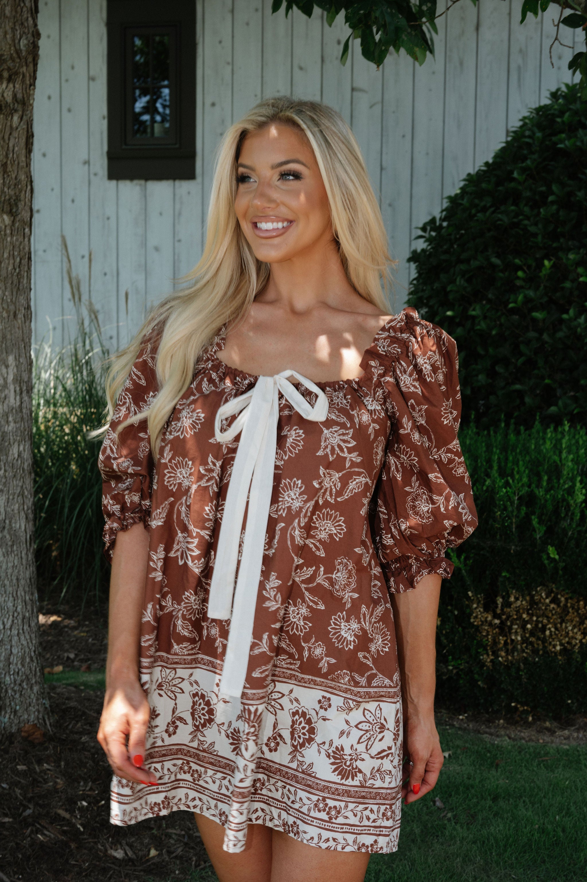 Cova Dress-Brown/Cream