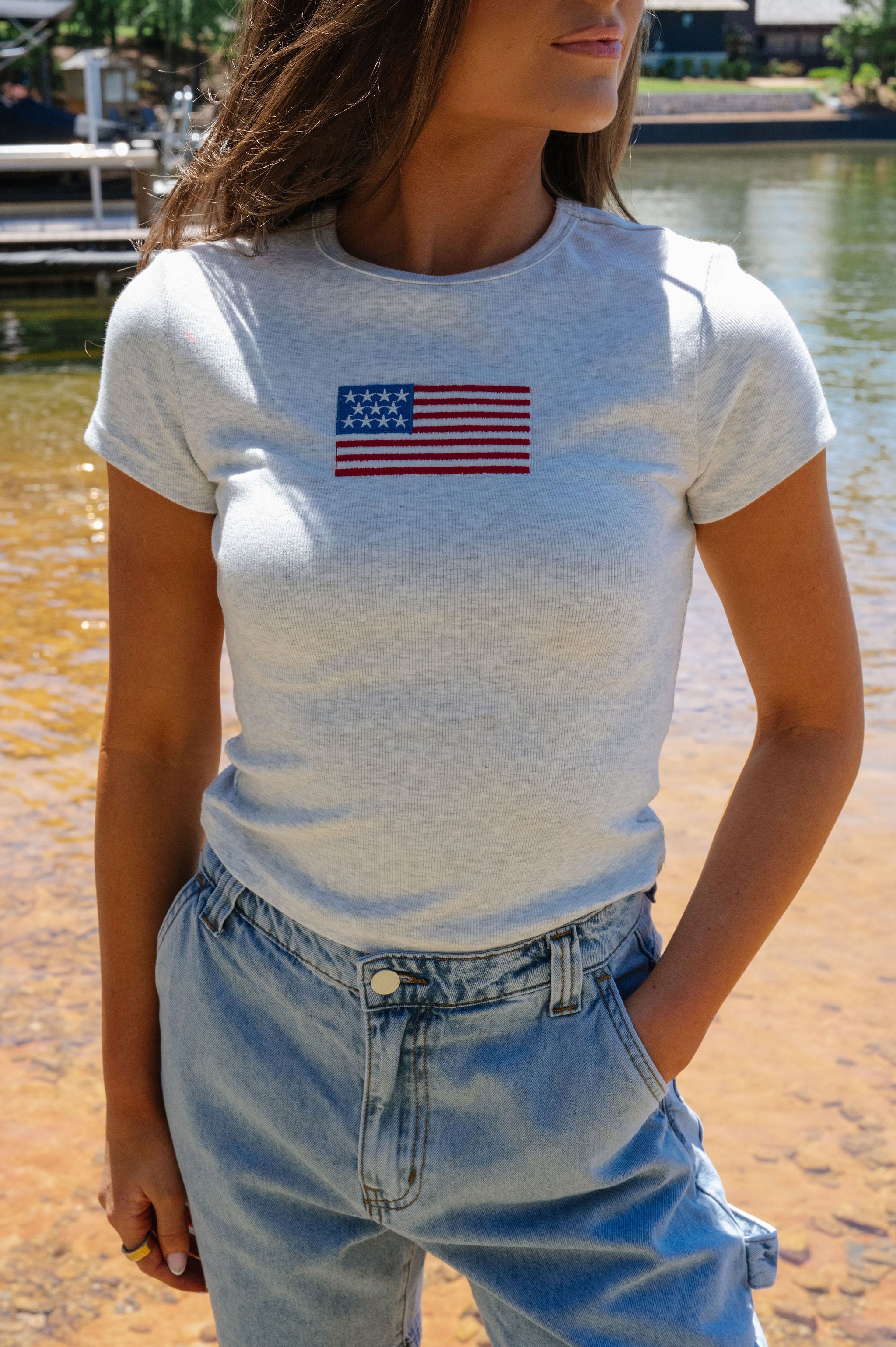 American Flag Short Sleeve T-Shirt-Melange