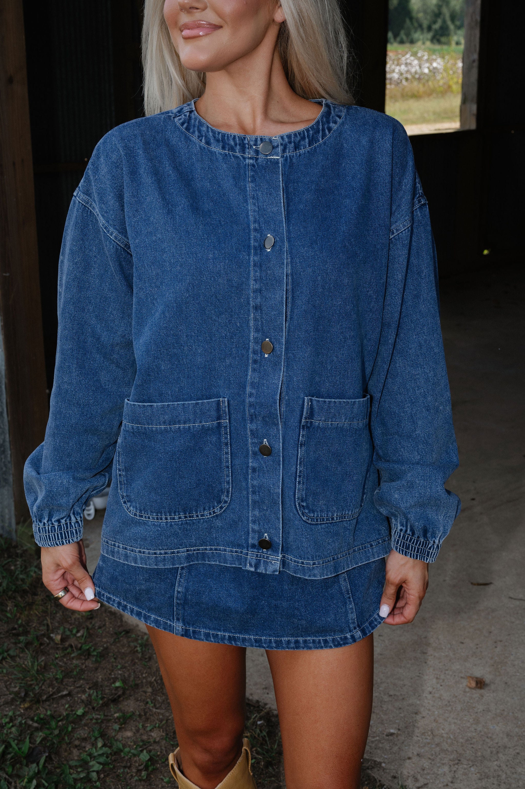 Lora Denim Skort Set-Indigo