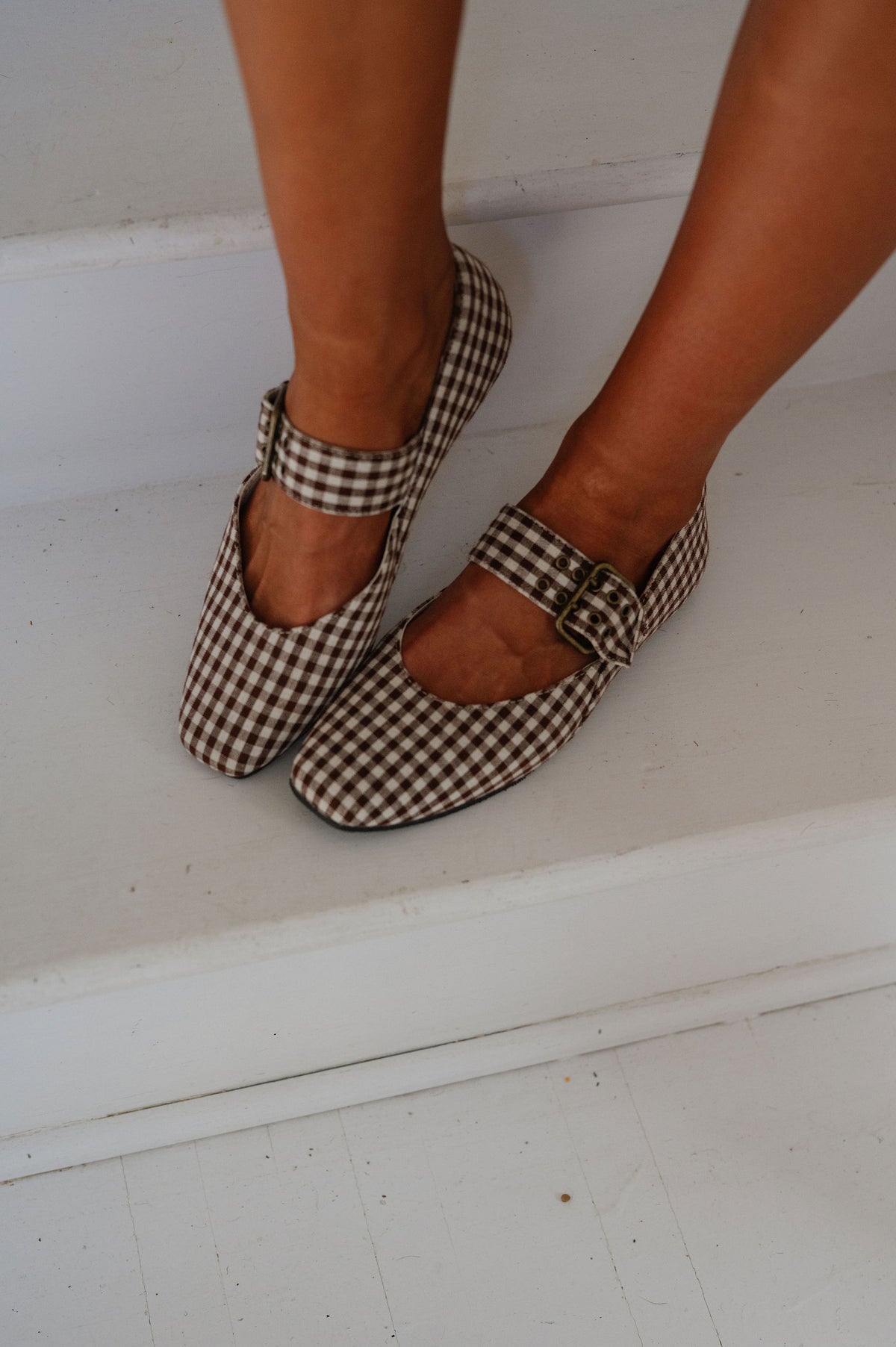 Soho Buckle Ballet Flat-Coffee Gingham