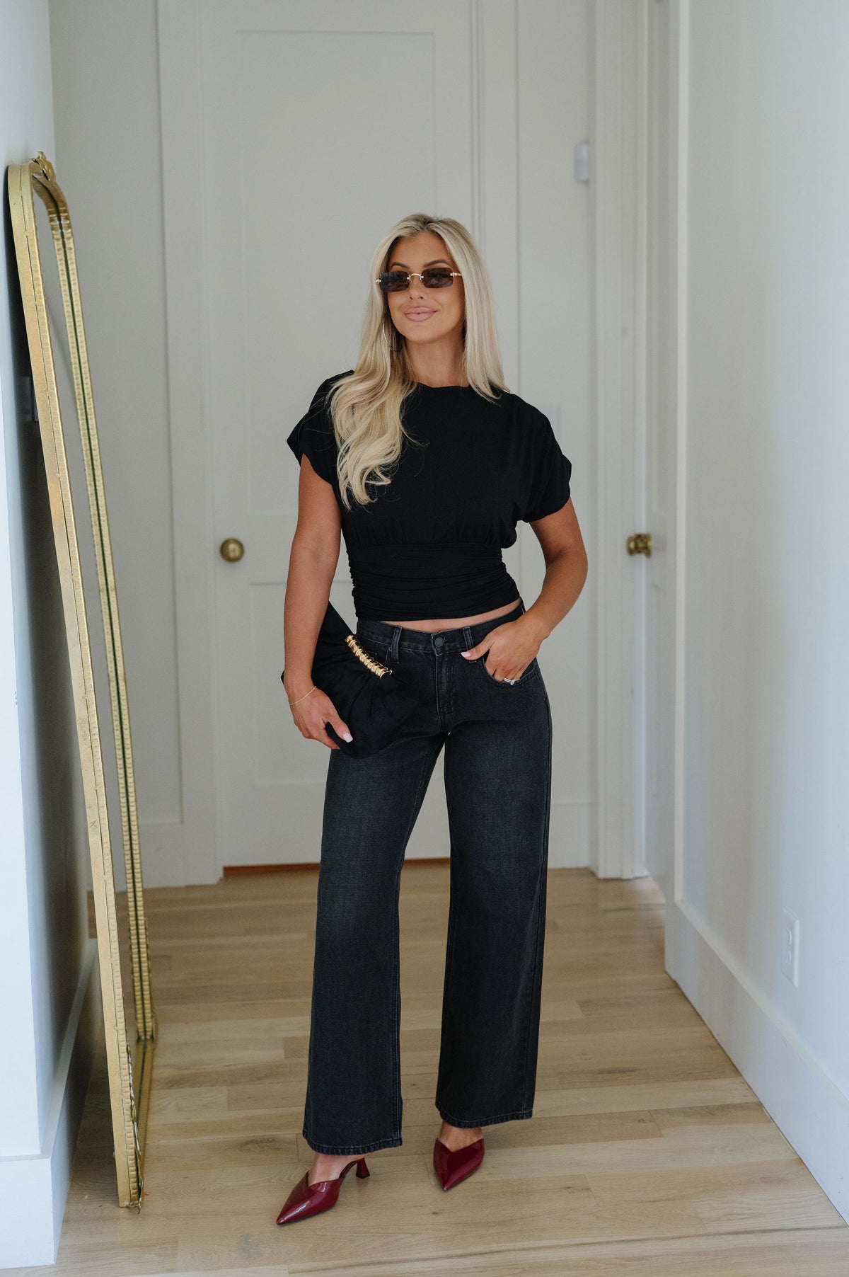 Jessie Cinched Top-Black